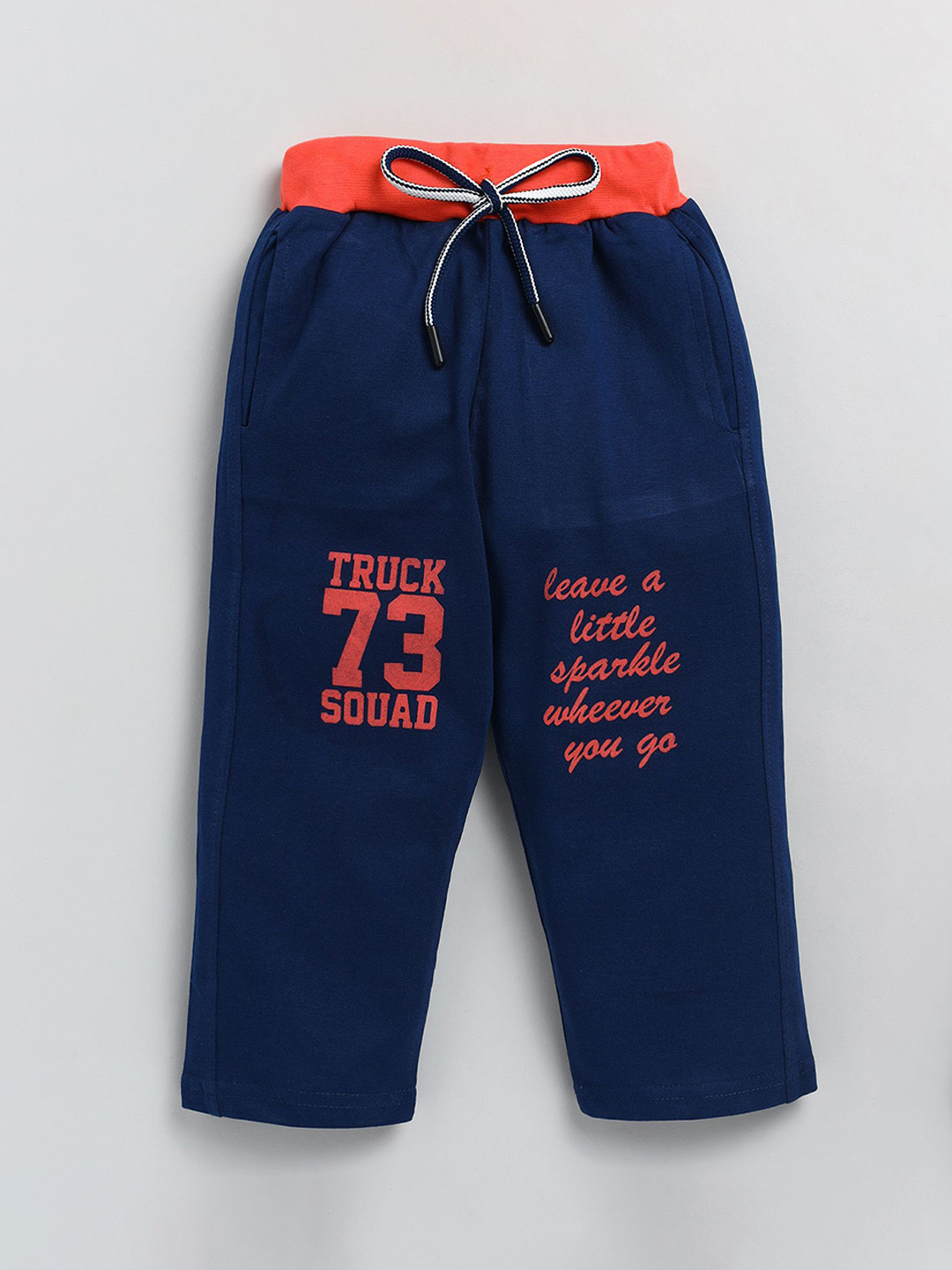 

Cutopies Boys Printed Mid Rise Joggers, Navy blue