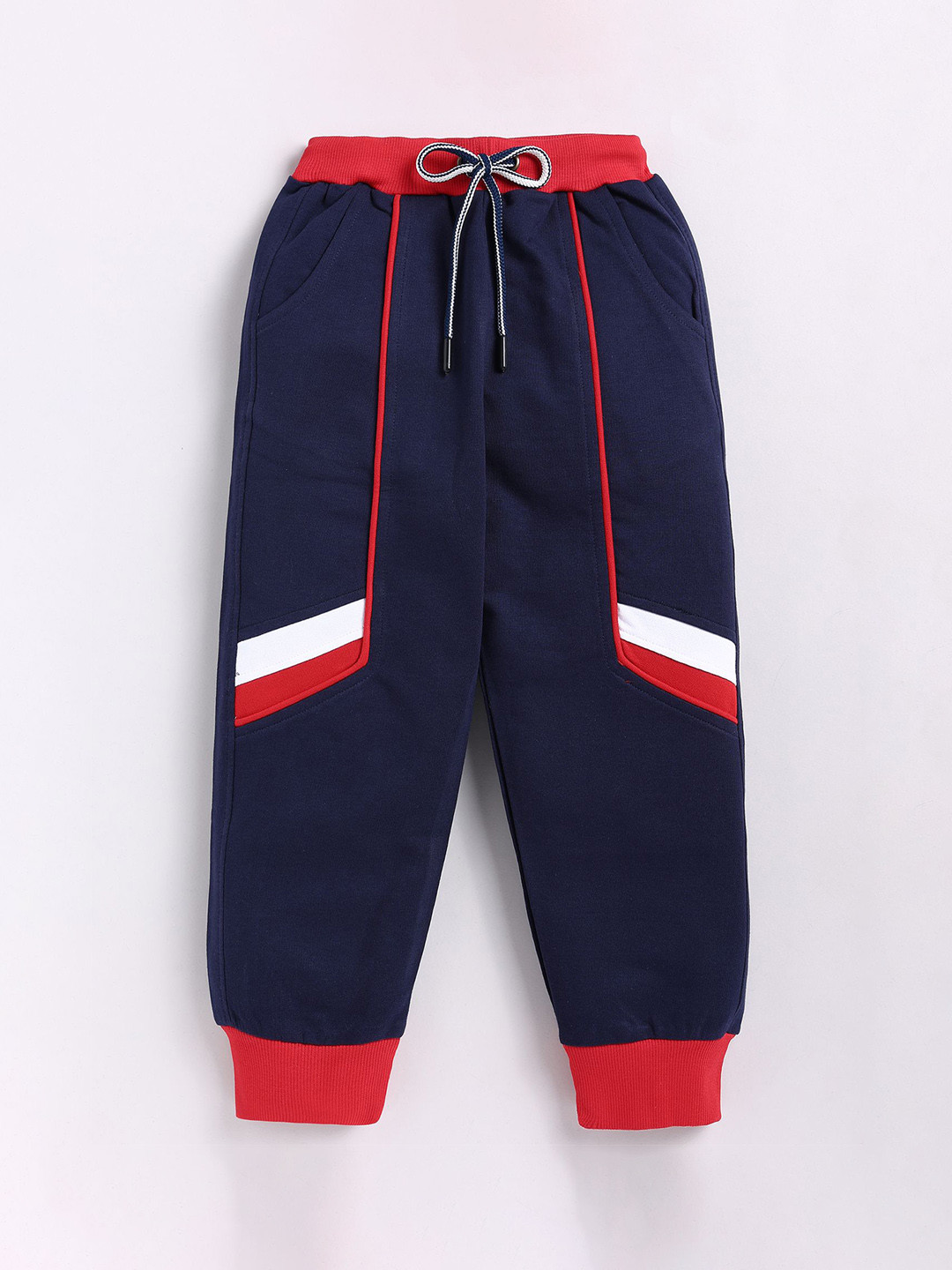 

Cutopies Boys Color Block Mid Rise Joggers, Navy blue