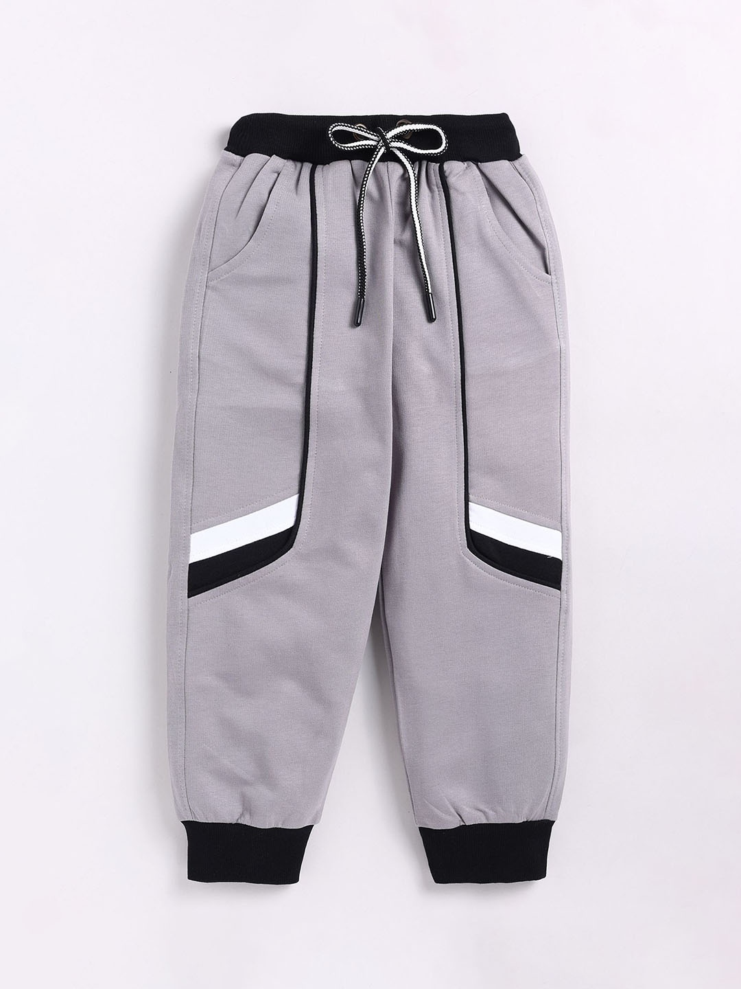 

Cutopies Boys Color Block Mid Rise Joggers, Grey