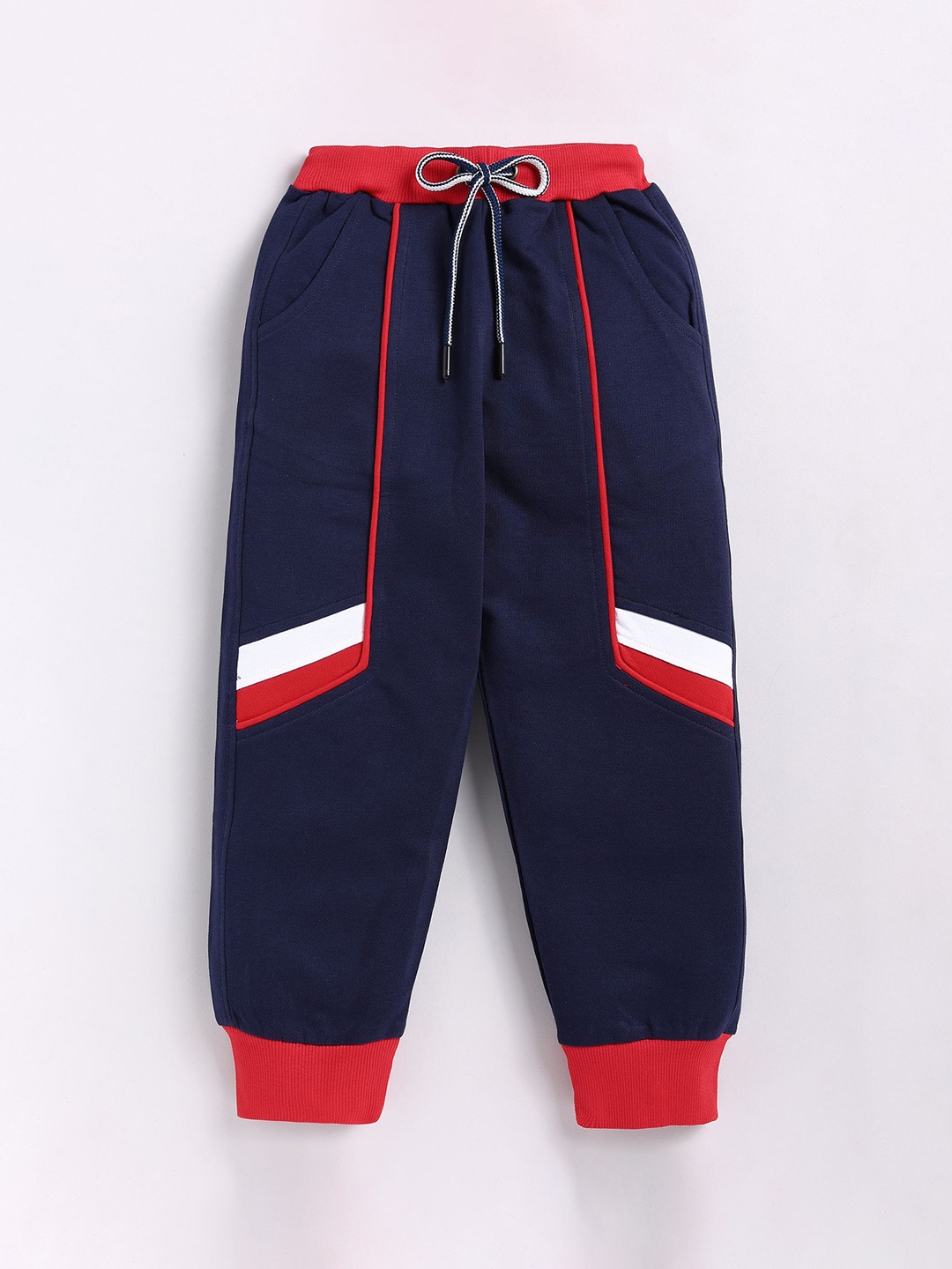 

Cutopies Boys Colourblocked Mid Rise Joggers, Navy blue