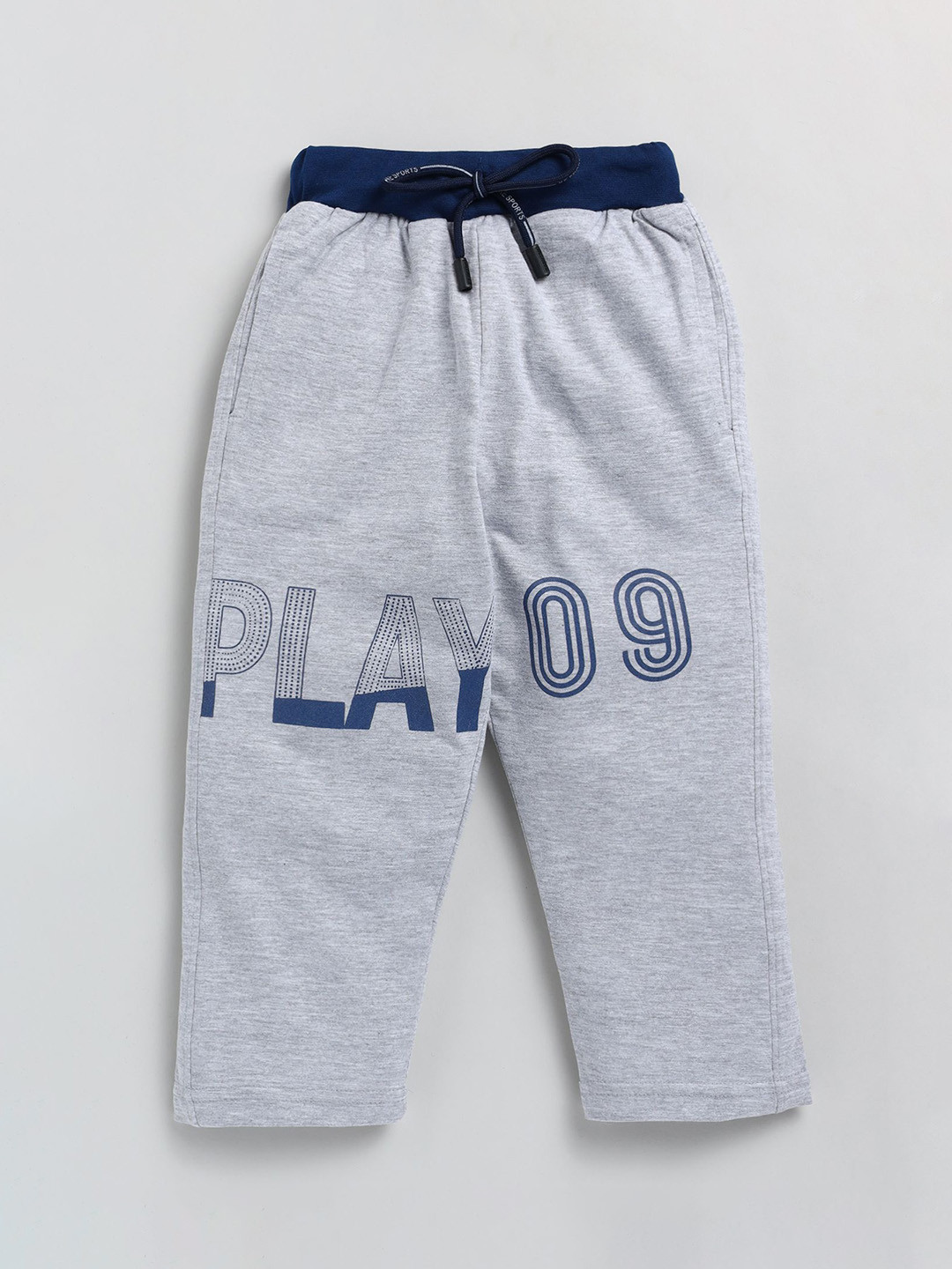 

Cutopies Boys Printed Mid Rise Regular Fit Drawstring Regular Track Pants, Grey melange