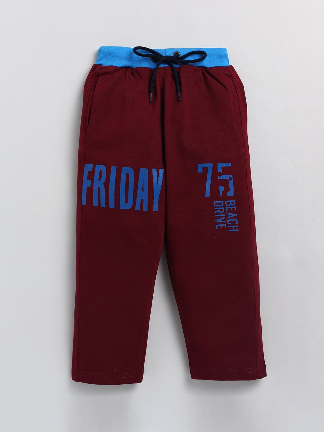 

Cutopies Boys Printed Mid Rise Track Pants, Maroon
