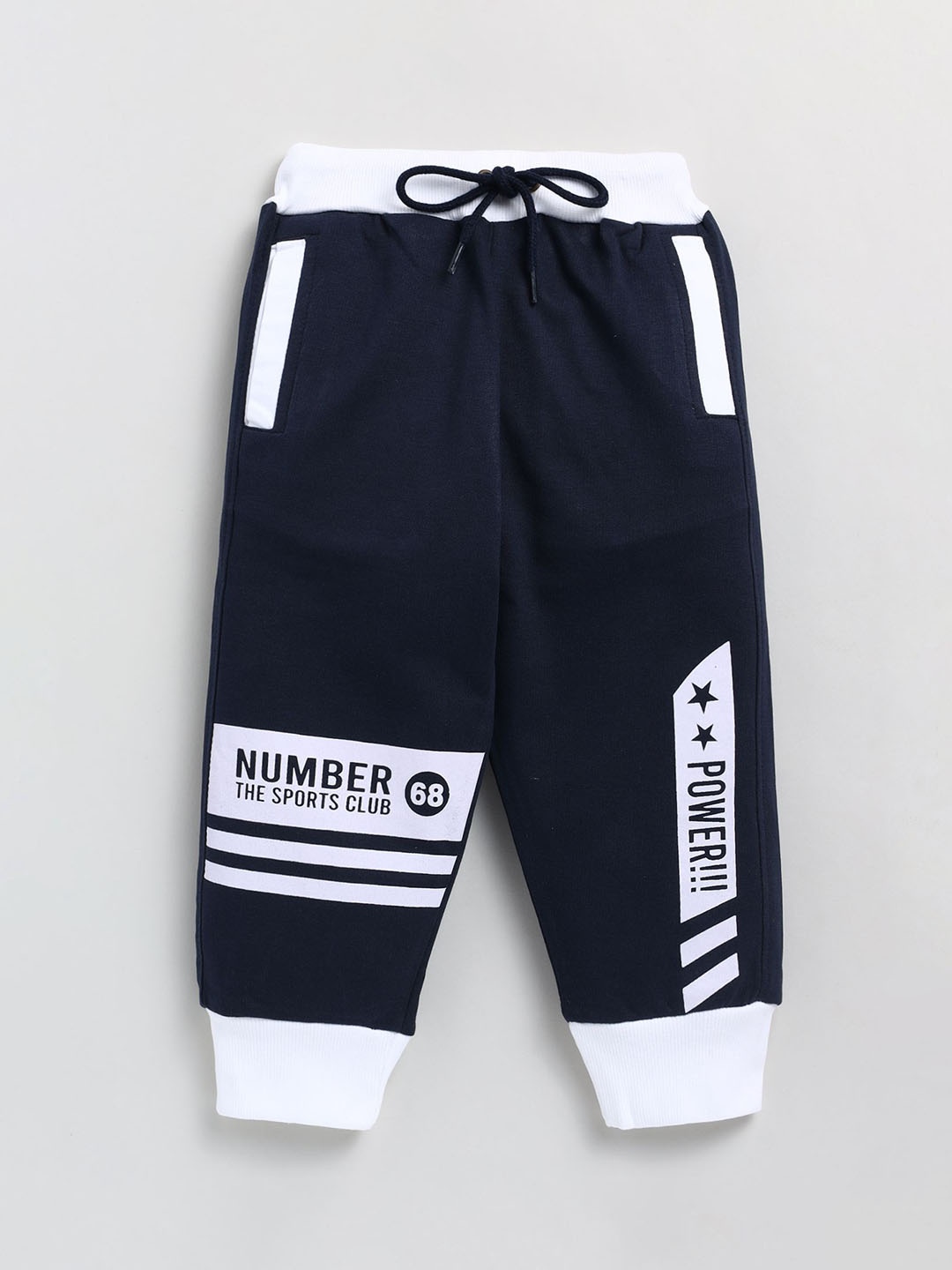 

Cutopies Boys Printed Mid Rise Joggers, Navy blue