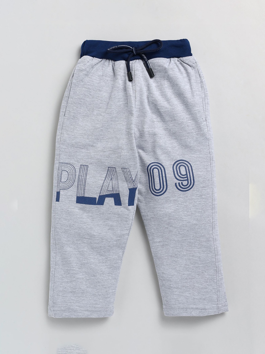 

Cutopies Boys Printed Mid Rise Track Pants, Grey melange
