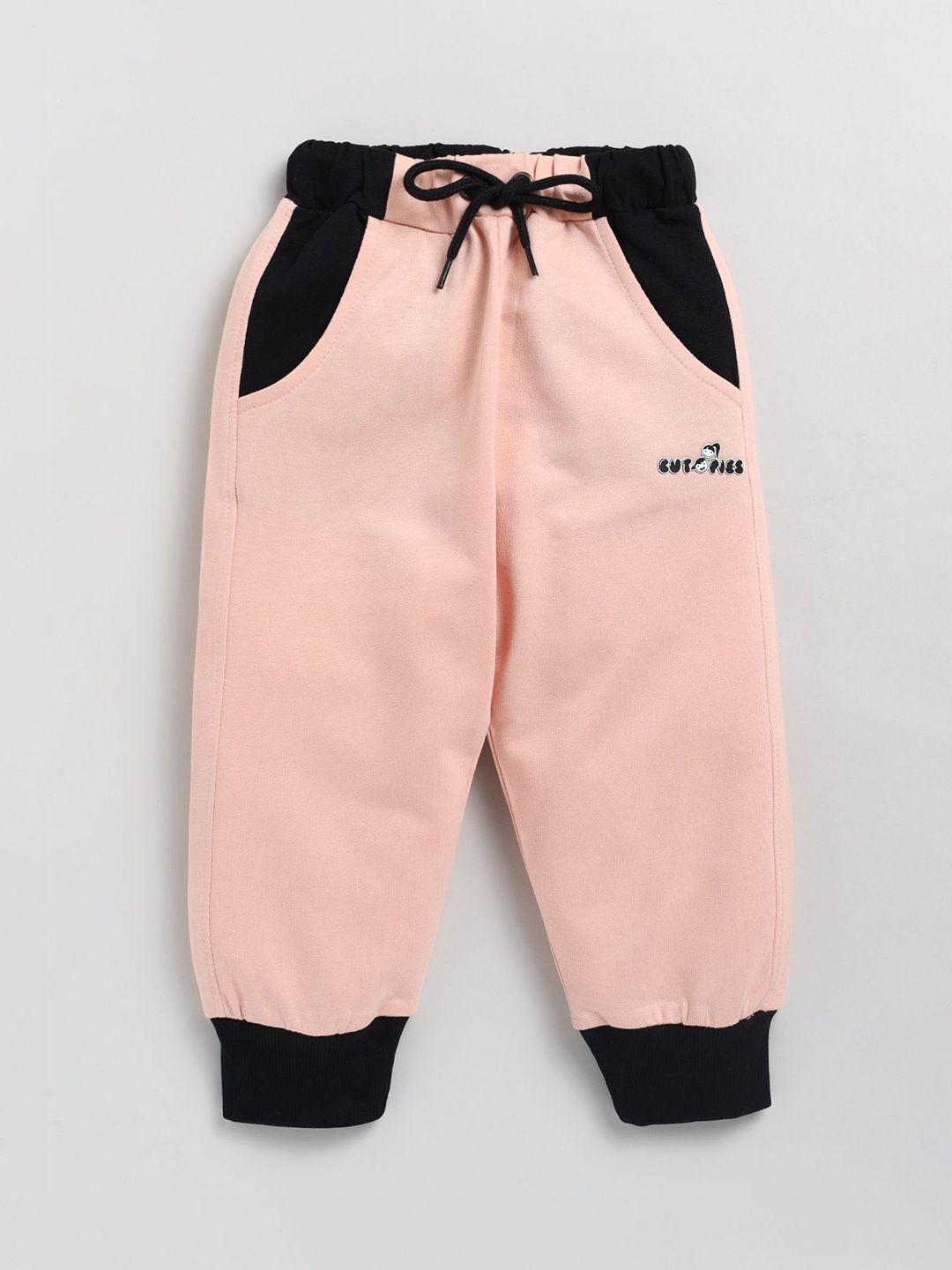 

Cutopies Girls Colorblocked Jogger Pant, Peach