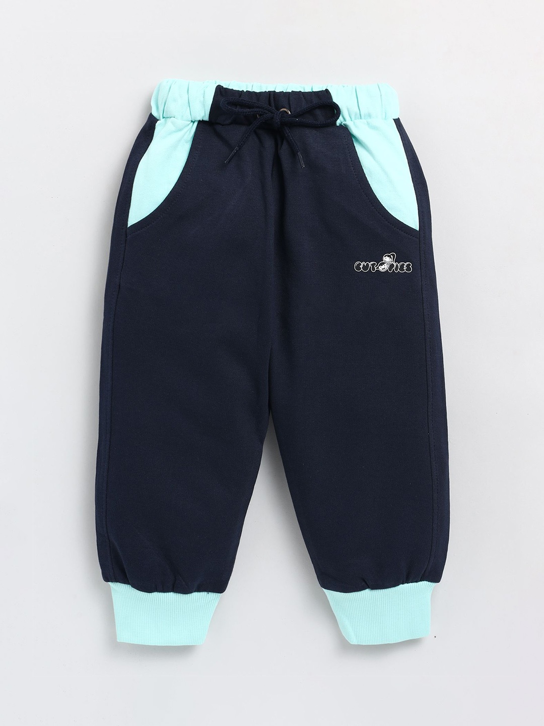 

Cutopies Girls Printed Mid Rise Joggers, Navy blue