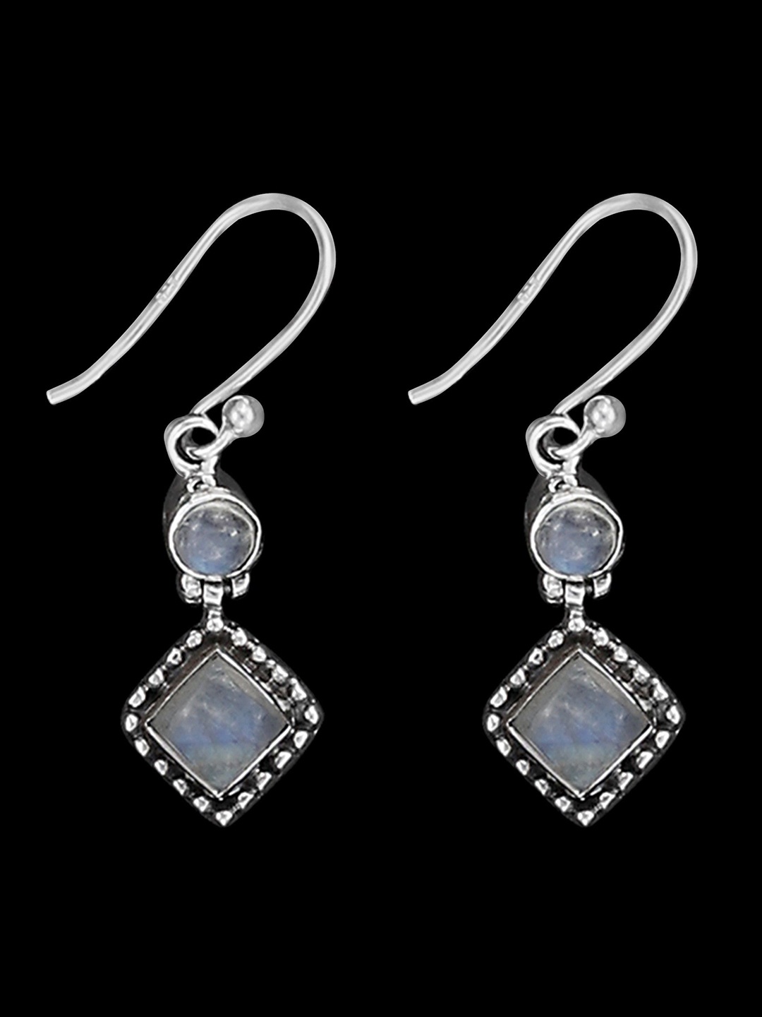 

Exotic India Rainbow Moonstone Studded Graceful Sterling Silver Earrings