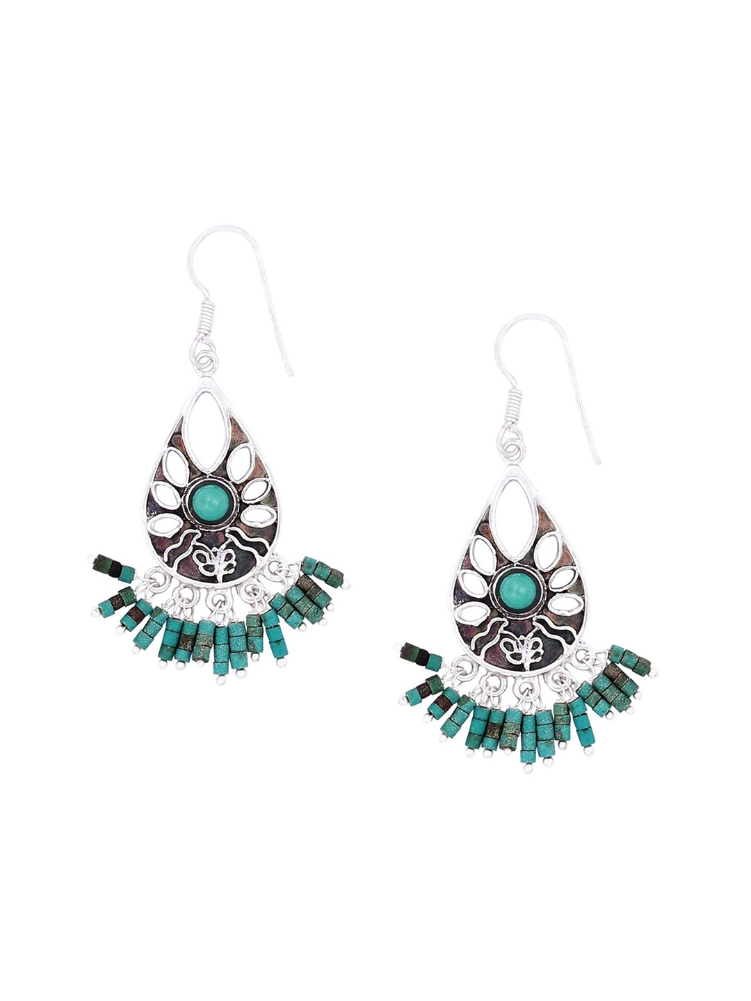 

Exotic India Turquoise Bead Dangles Sterling Silver Earrings