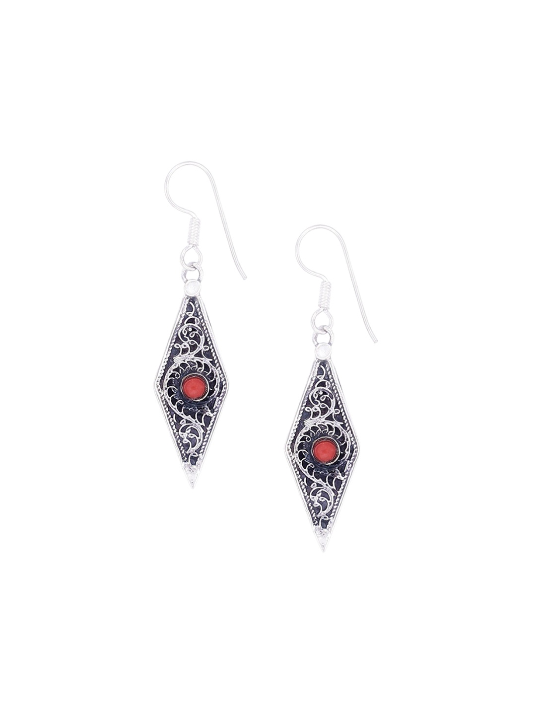 

Exotic India Coral Stone Stylish Sterling Silver Earrings