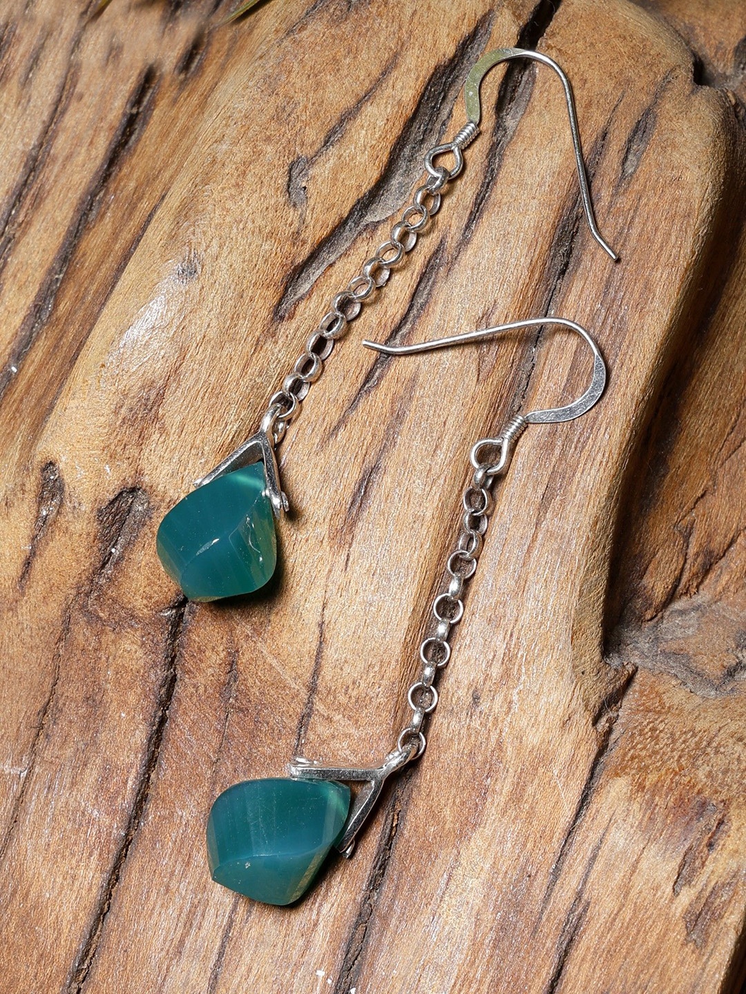 

Exotic India Silver-Plated Onyx Dangling Sterling Silver Drop Earrings