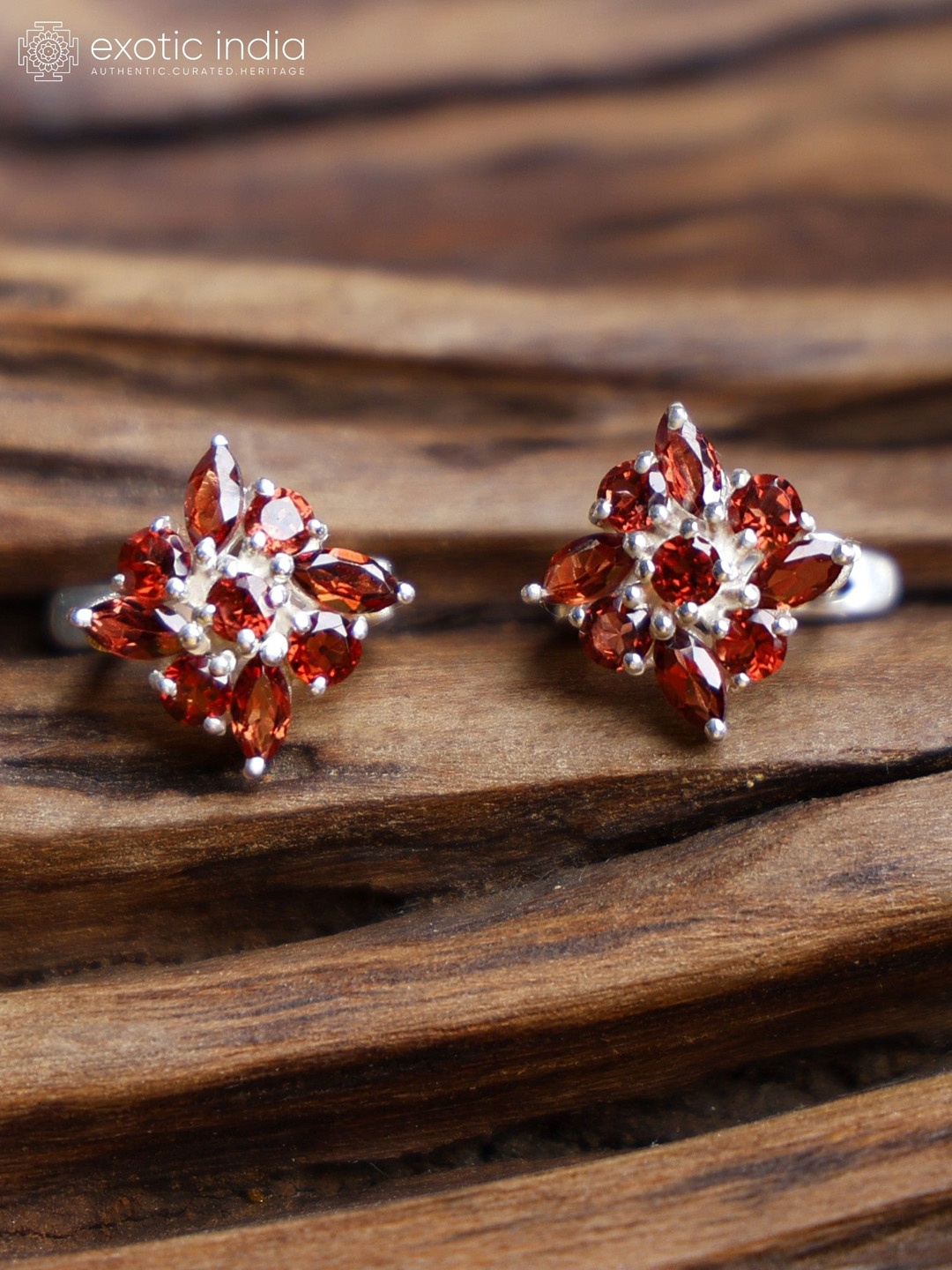 

Exotic India Faceted Garnet Gemstone Sterling Silver Small Earrings