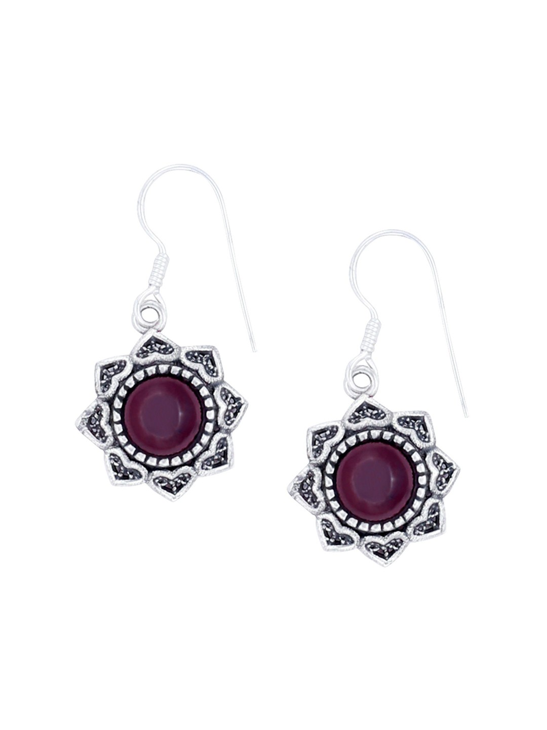 

Exotic India Ruby Stone Sterling Silver Designer Studded Earrings