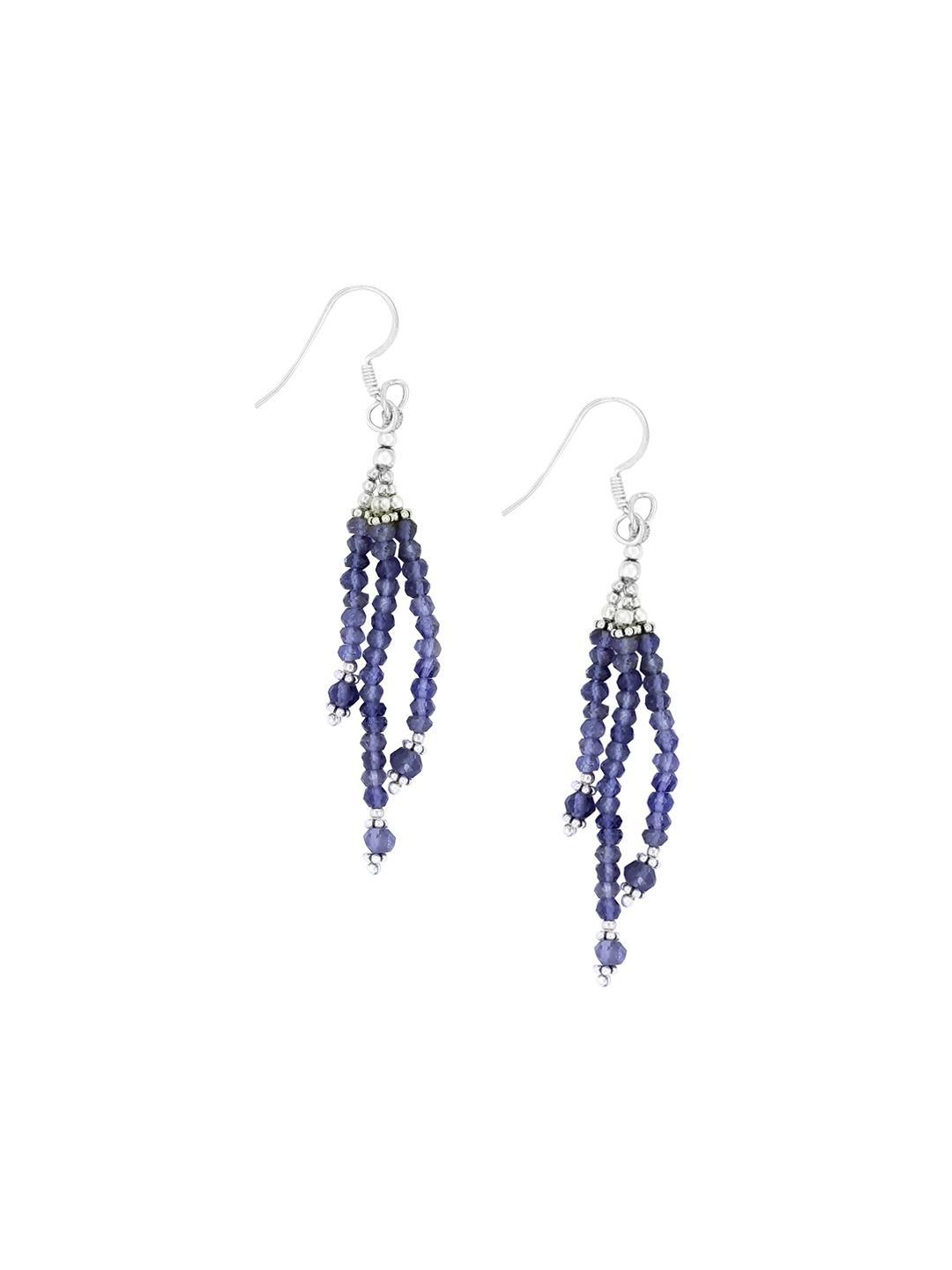 

Exotic India Iolite Bead Dangles Sterling Silver Earrings