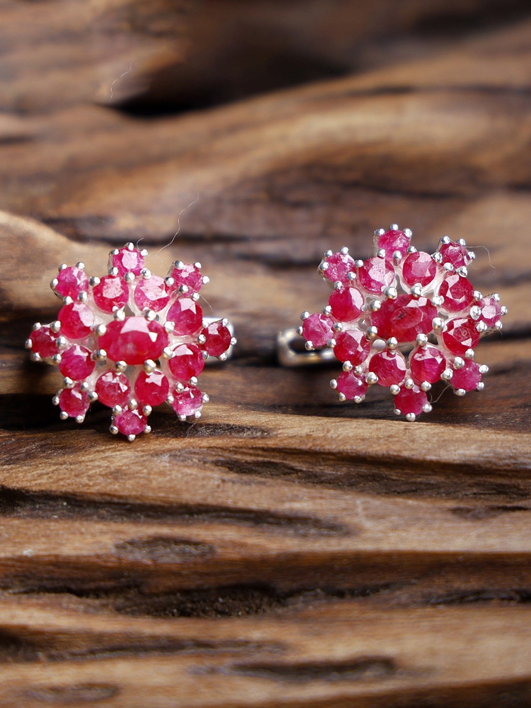 

Exotic India Faceted Ruby Gemstone Sterling Silver Earrings