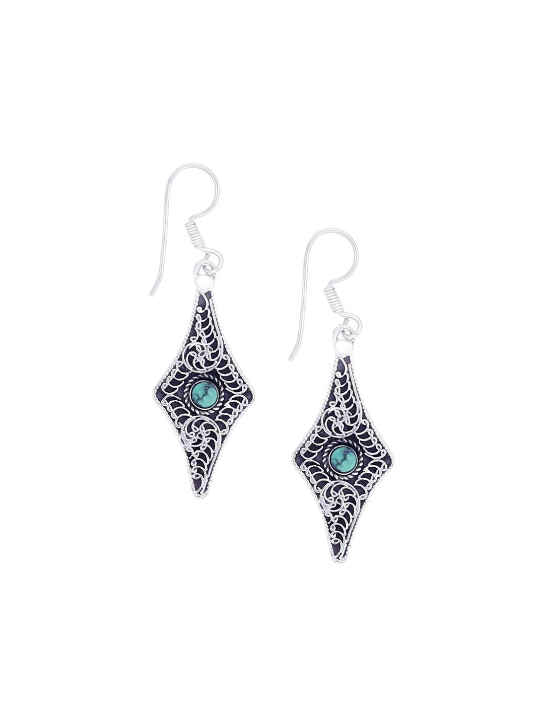 

Exotic India Turquoise Gemstone Stylish Sterling Silver Studded Earrings