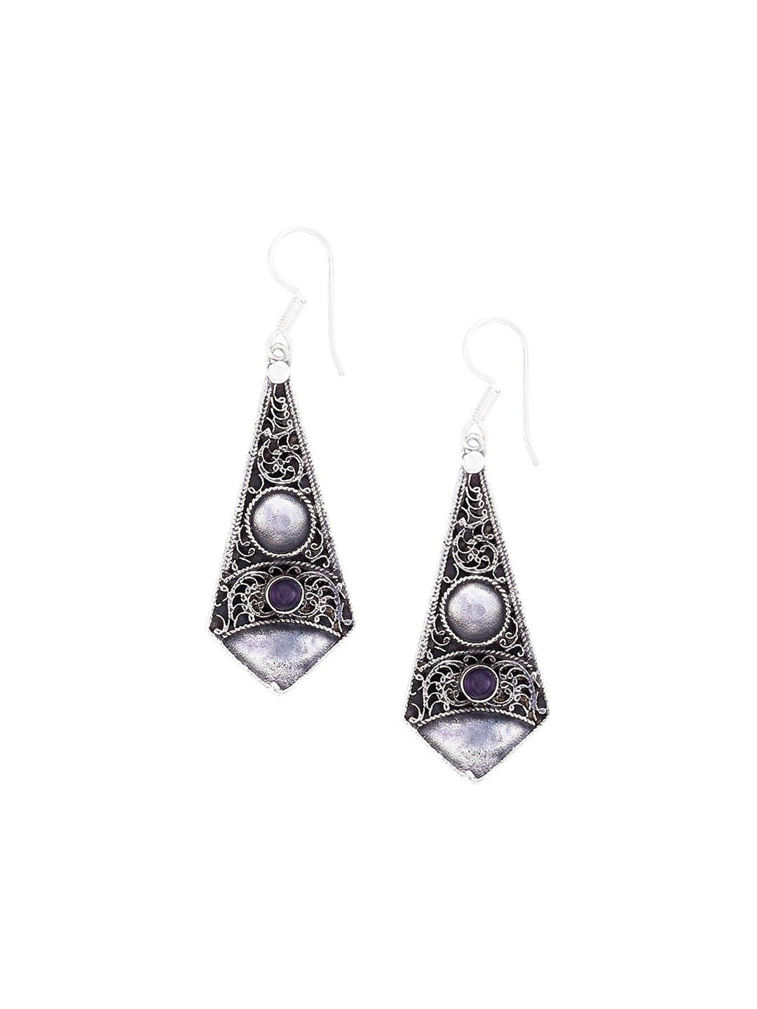 

Exotic India Amethyst Stone Sterling Silver Designer Studded Earrings