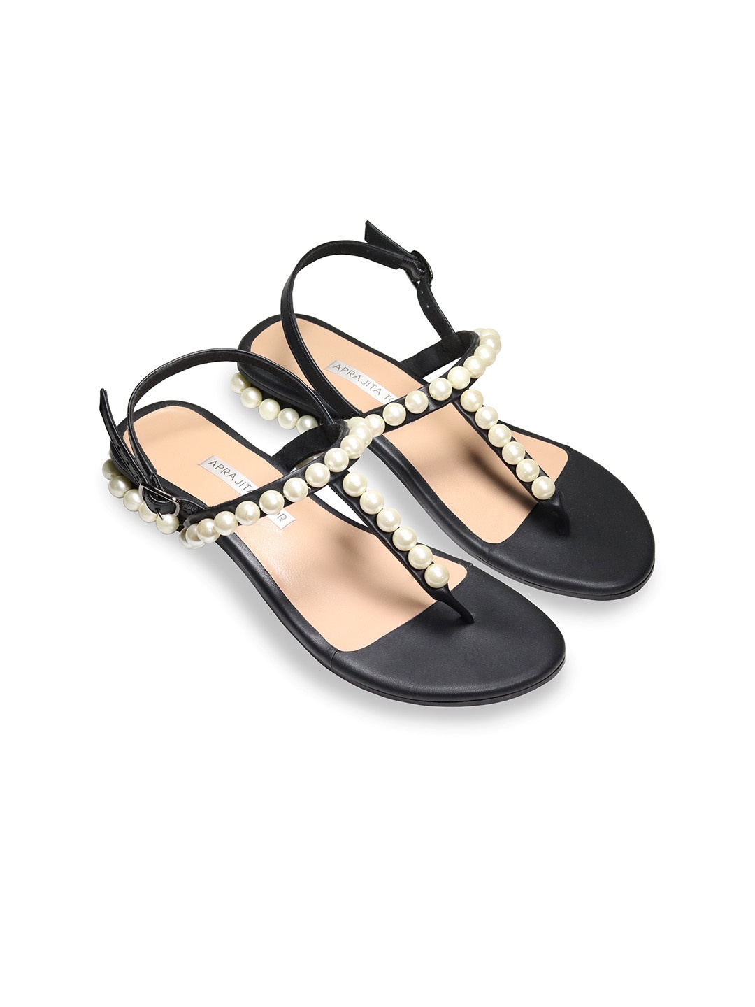 

Aprajita Toor Women Embellished Leather Block Sandals, Black
