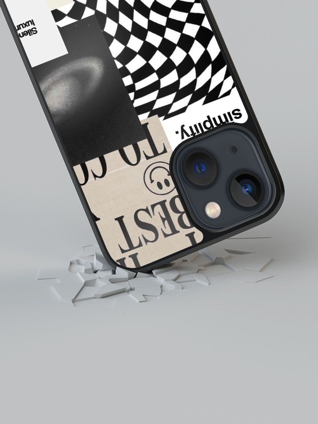 

macmerise Geometric Printed iPhone 13 Mini Back Case Mobile Accessories, White