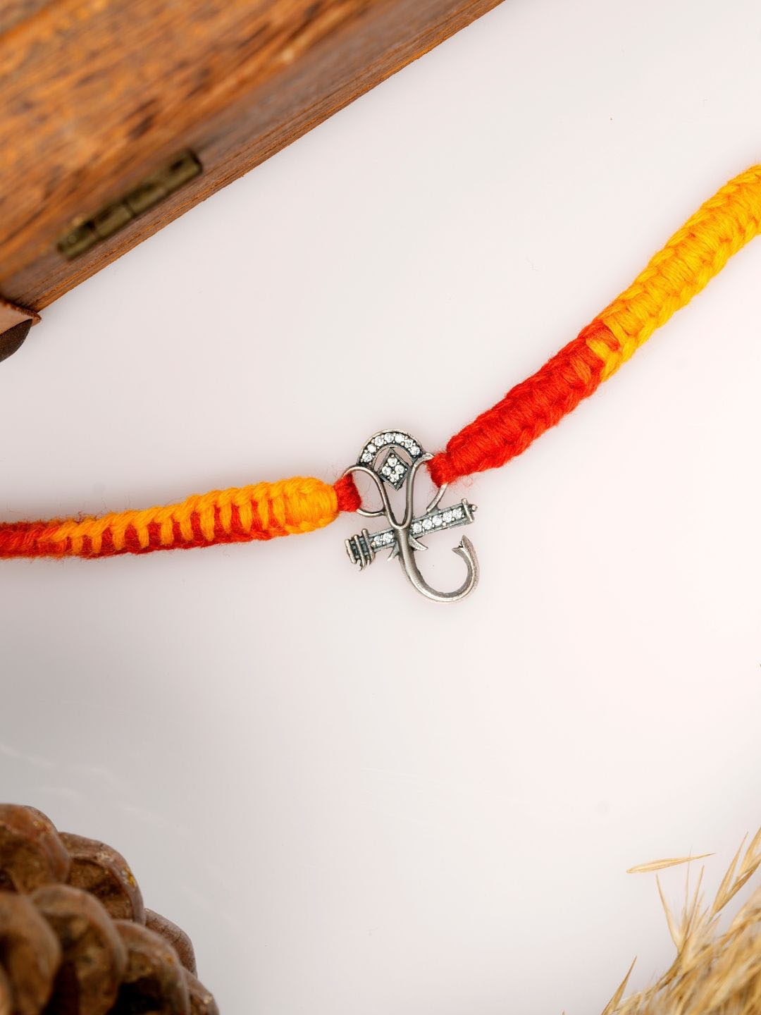 

JewelYaari 925 Sterling Silver Ganesha Charm Thread Rakhi