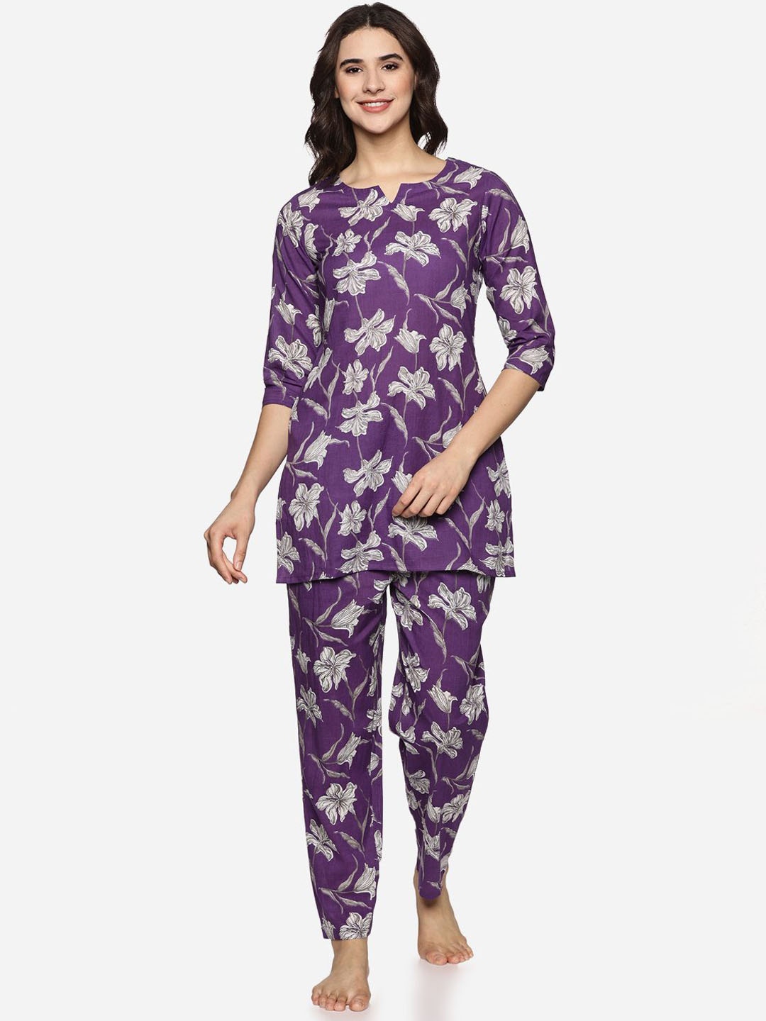 

Palakh Women Printed Night suit, Purple