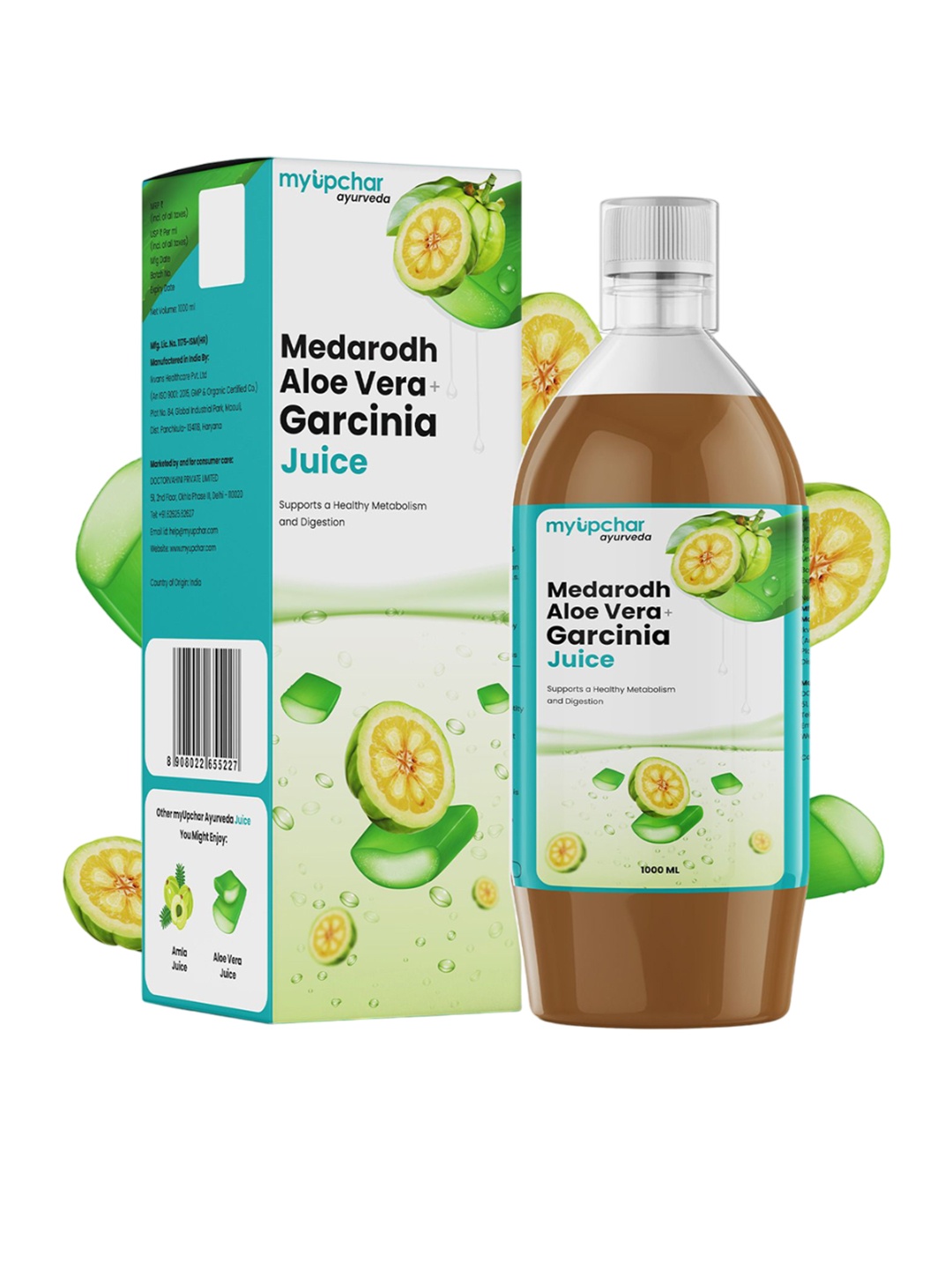 

Myupchar Ayurveda Garcinia Juice 1000ml & Pachan Power Tablets - 60 Tablets, Brown