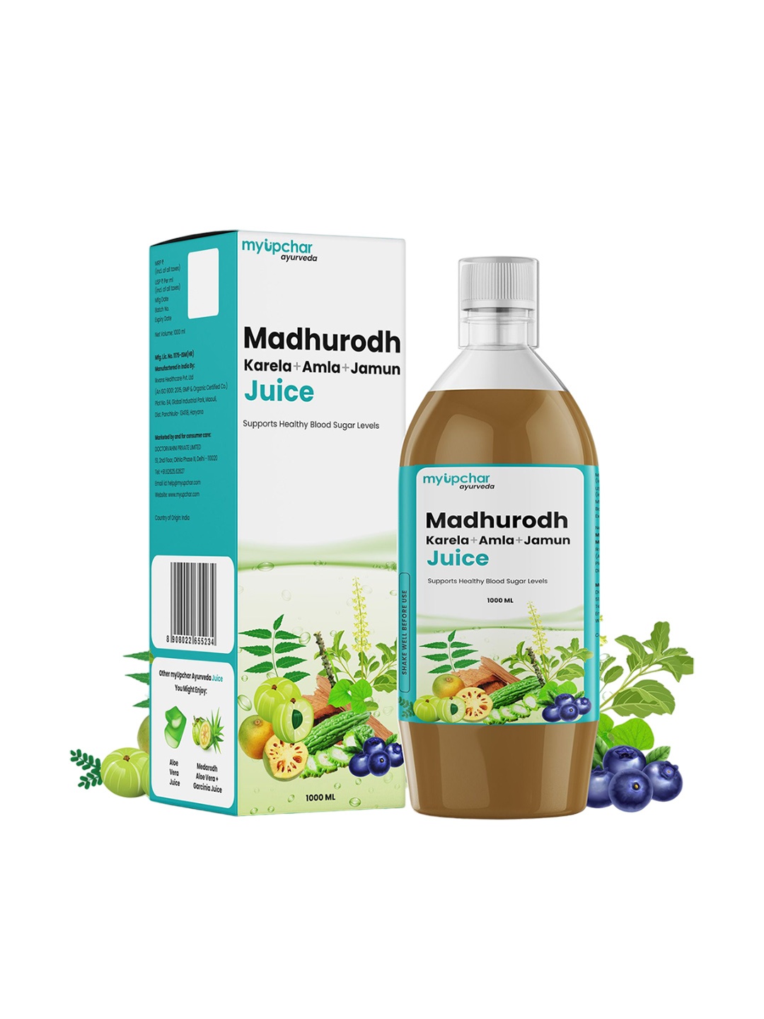 

Myupchar Ayurveda Madhurodh Juice & Hridyas Capsules - 60 Capsules, Brown