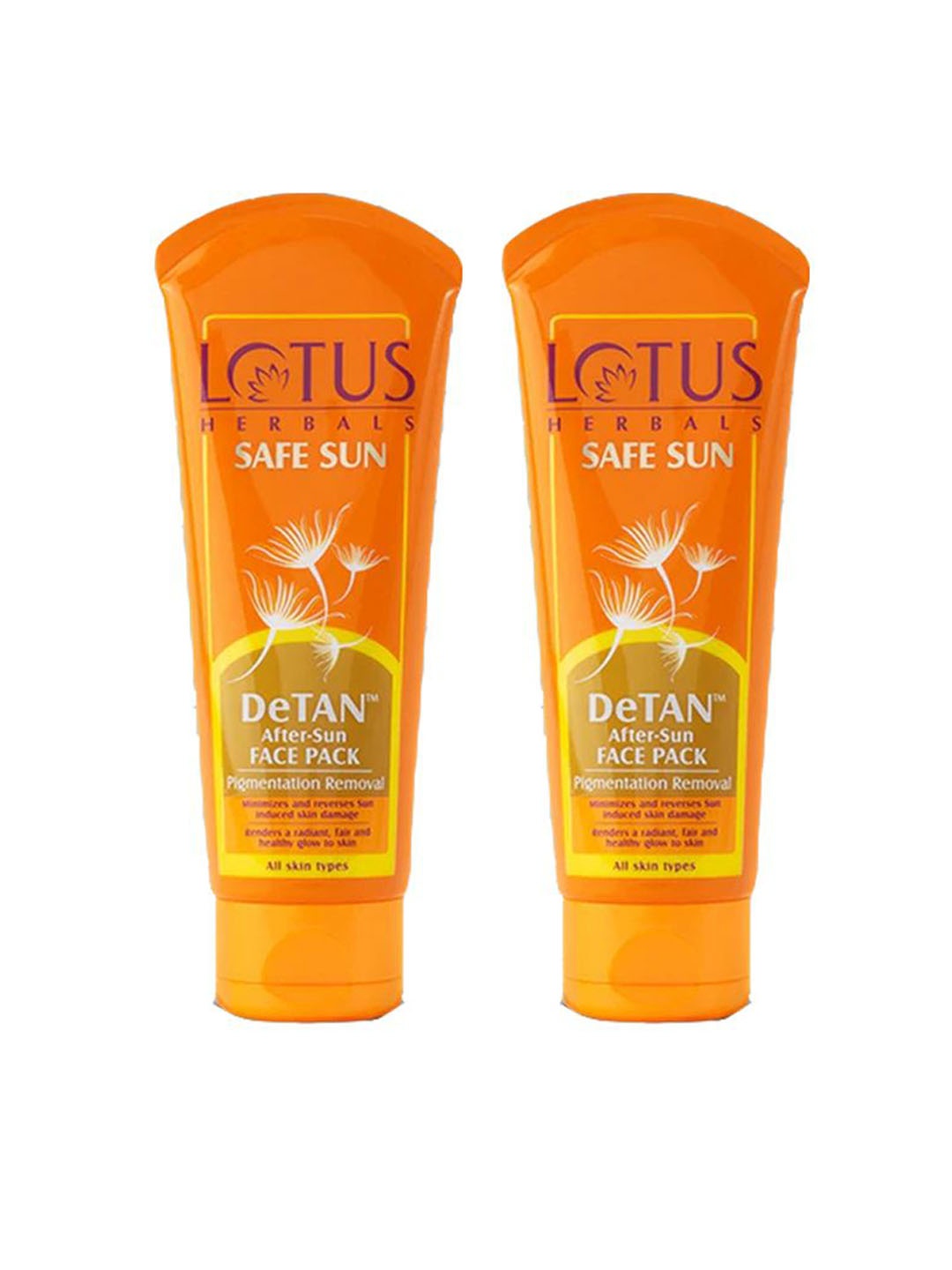 

Lotus Herbals Set Of 2 Safe Sun DeTan After-Sun Face Pack - 100g Each, Orange