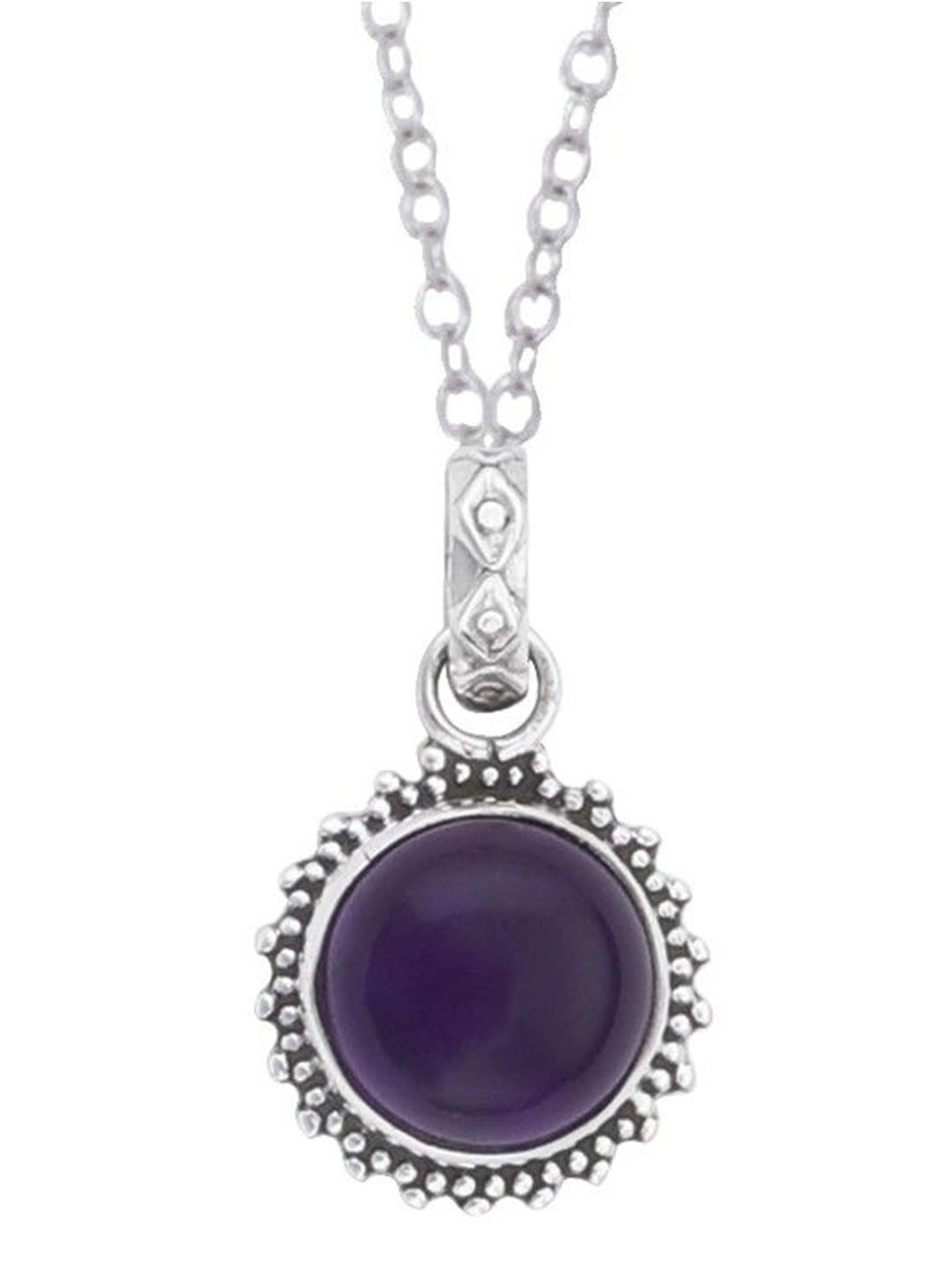 

Exotic India Precious Amethyst Gemstone Sterling Silver Studded Pendant