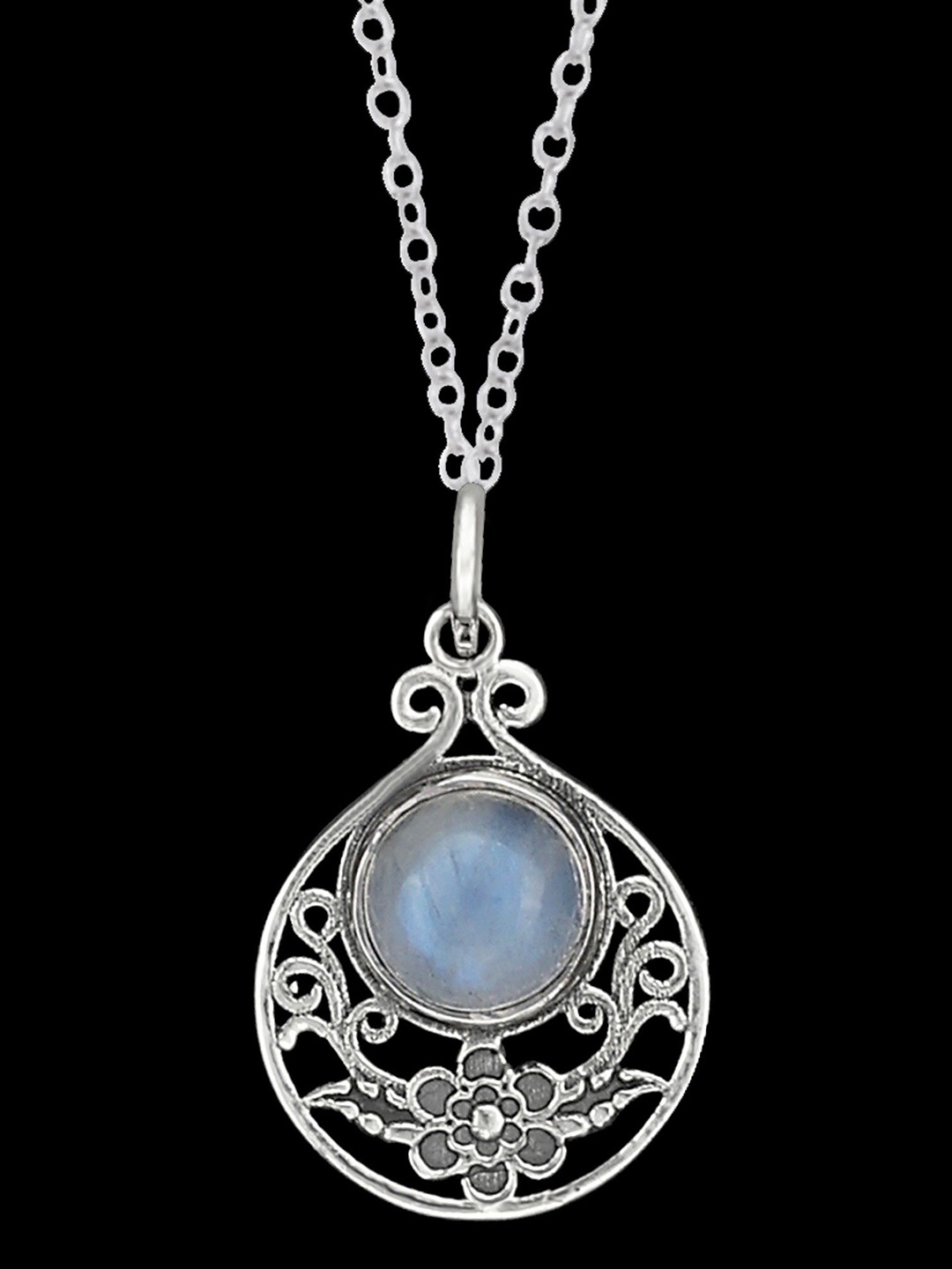 

Exotic India Rainbow Moonstone Sterling Silver Pendant