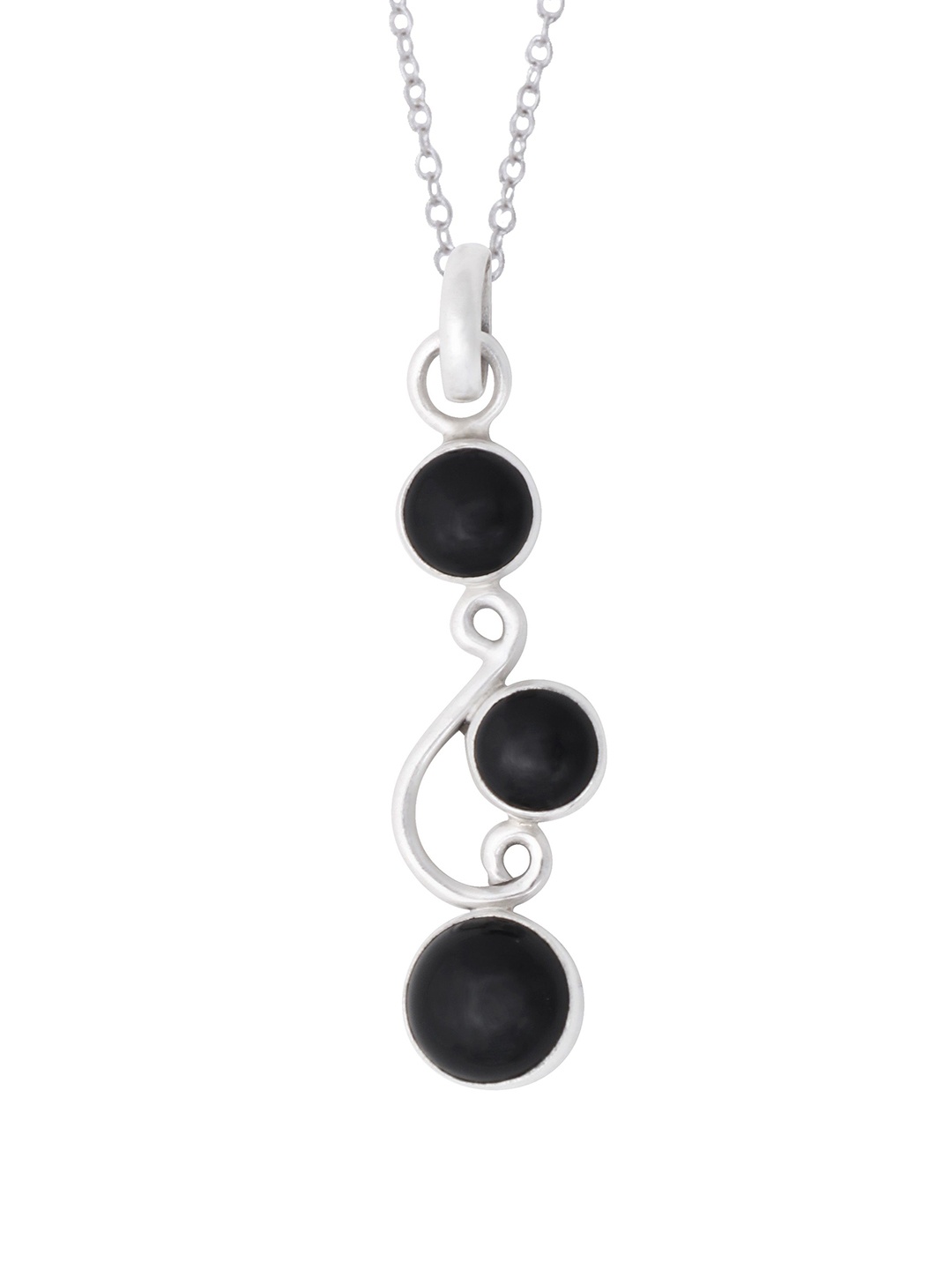 

Exotic India Black Onyx Gemstone Sterling Silver Pendant