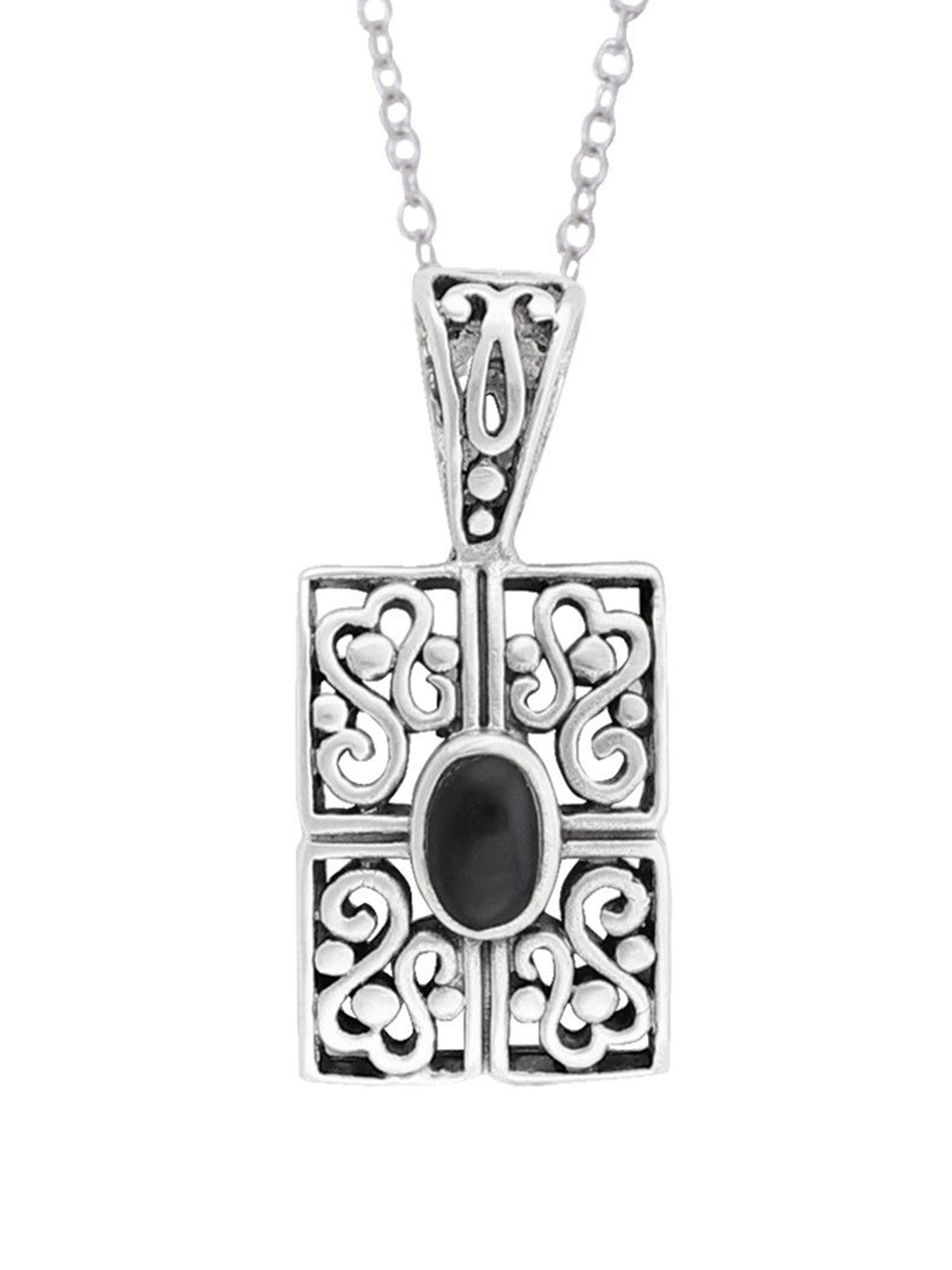 

Exotic India Black-Onyx Gemstone Sterling Silver Pendant