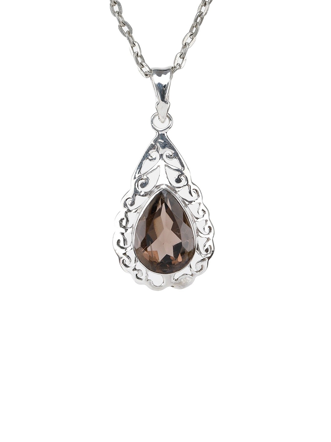 

Exotic India Black Onyx Gemstone Drop Shaped Sterling Silver Pendant