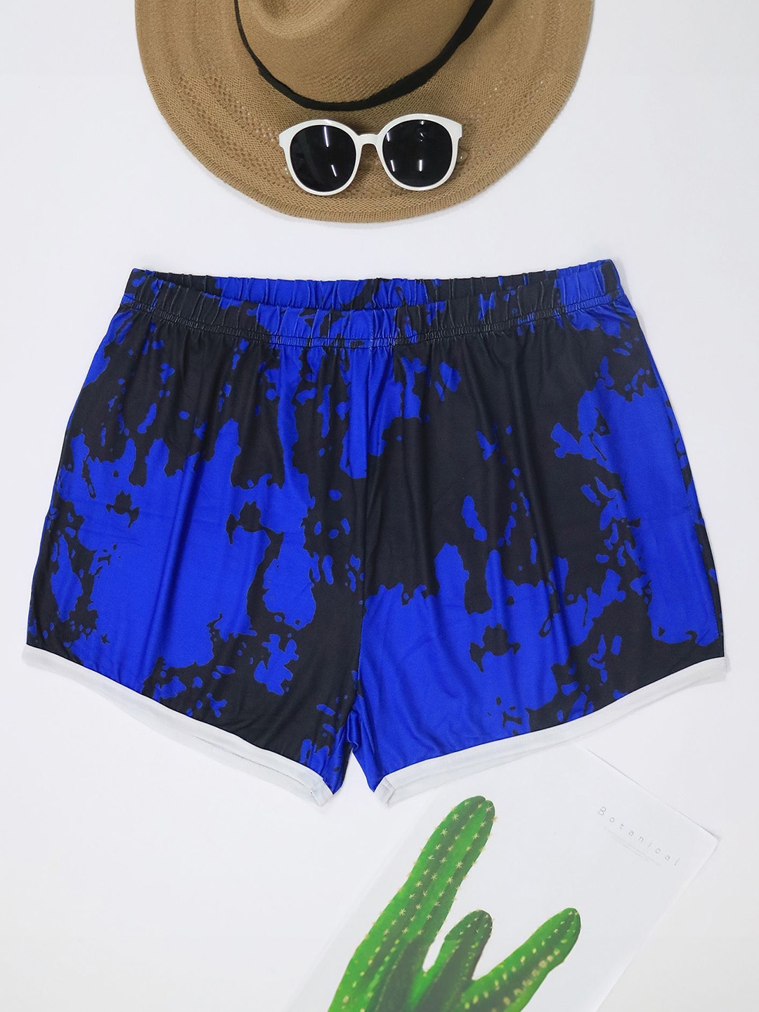 

LULU & SKY Women Printed Slim Fit Low-Rise Sports Shorts, Blue