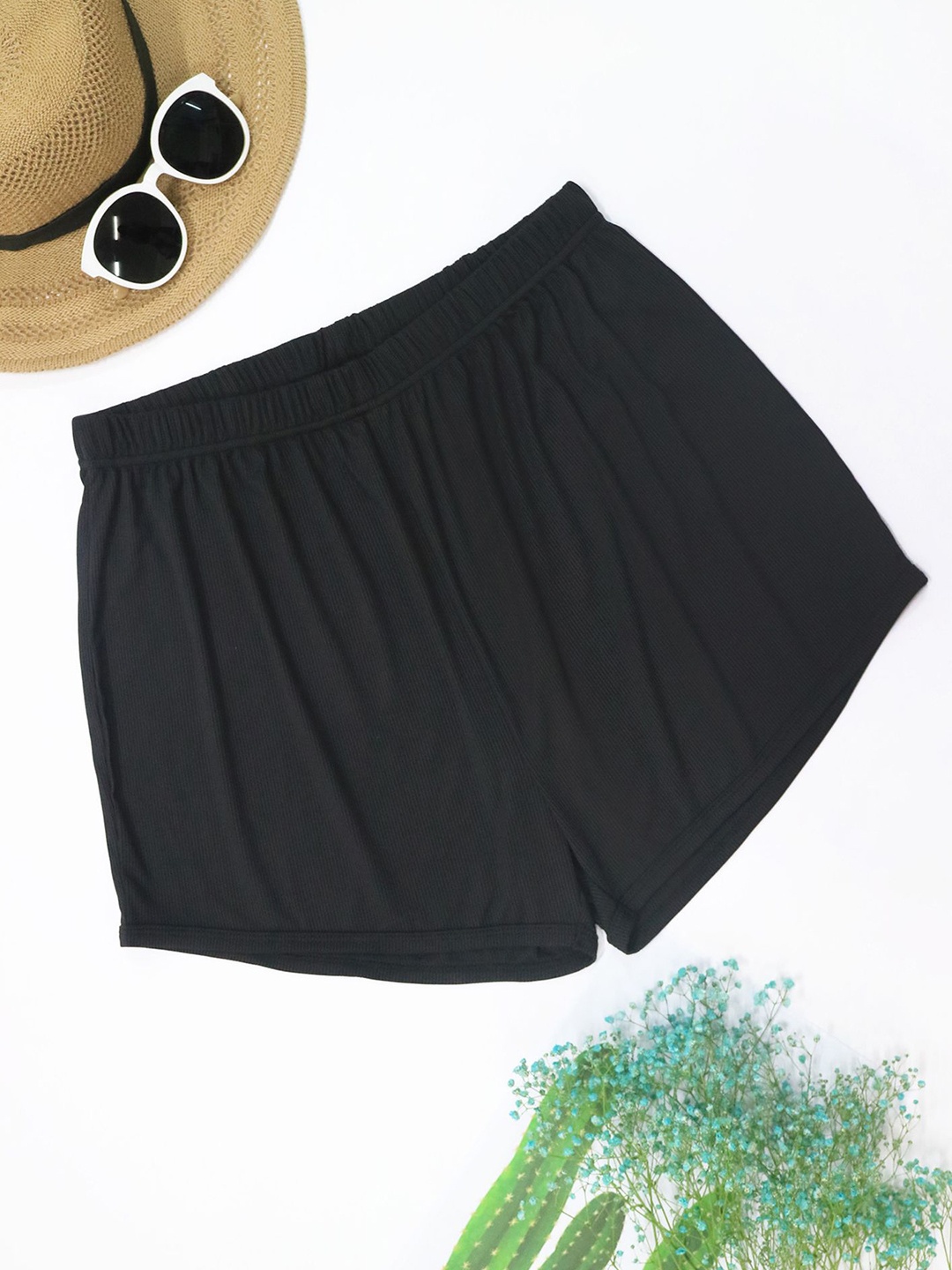 

LULU & SKY Women Slim Fit Low-Rise Sports Shorts, Black