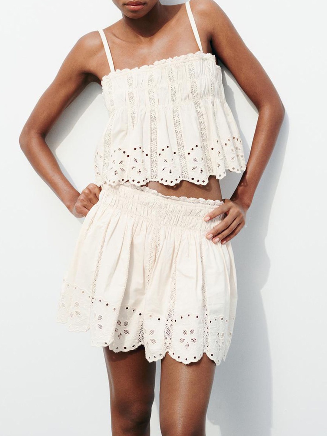 

LULU & SKY Women Loose Fit High-Rise Shorts, White