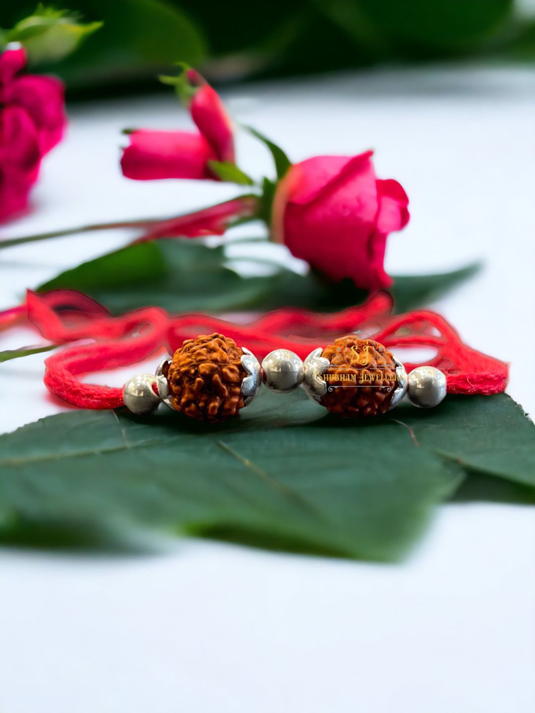 

JewelYaari Rudraksha Beaded 929 Sterling Silver Thread Rakhi