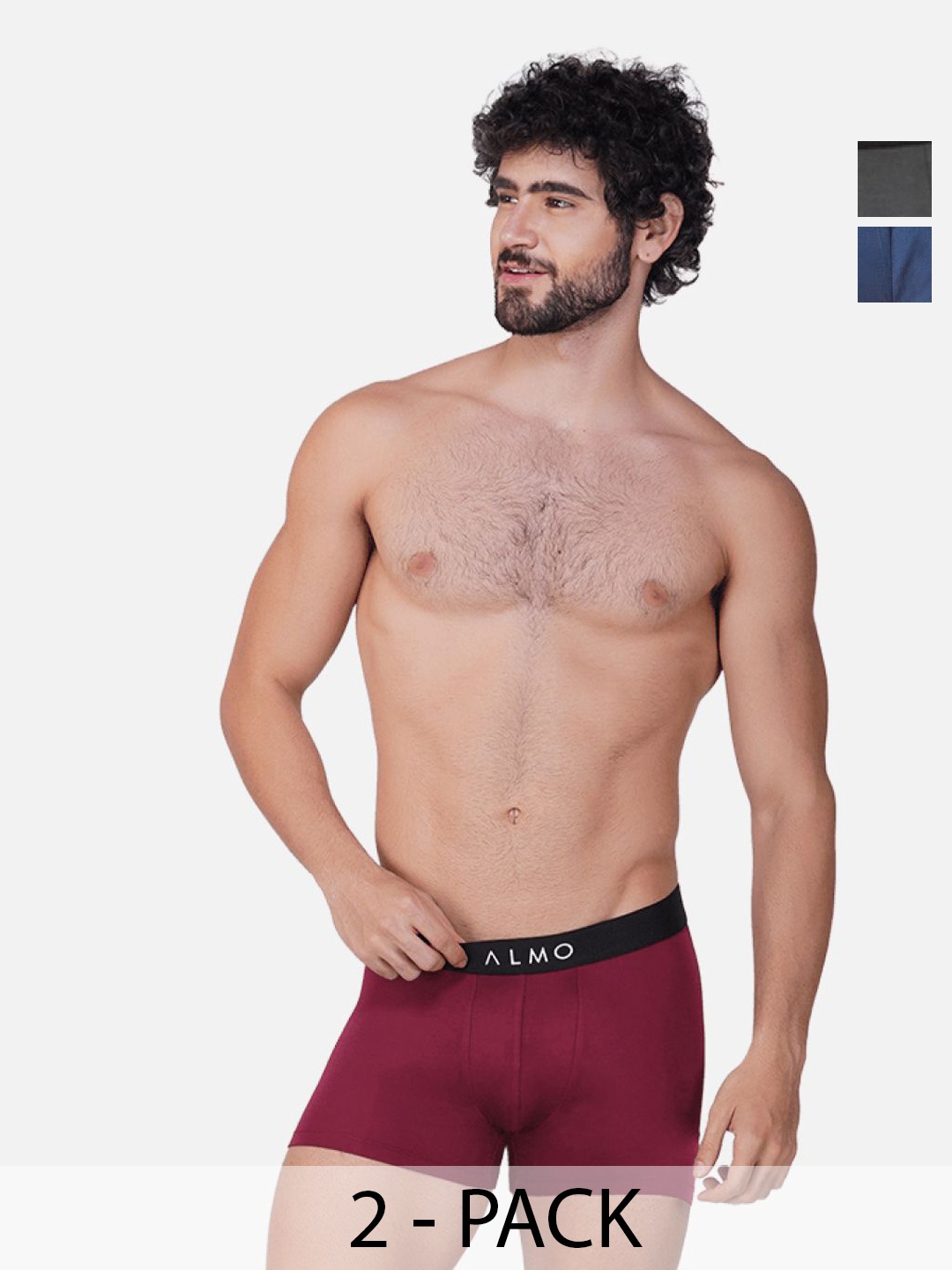 

Almo Wear Men Pack Of 2 Outer Elastic Trunks - MME-T-GR, Grey