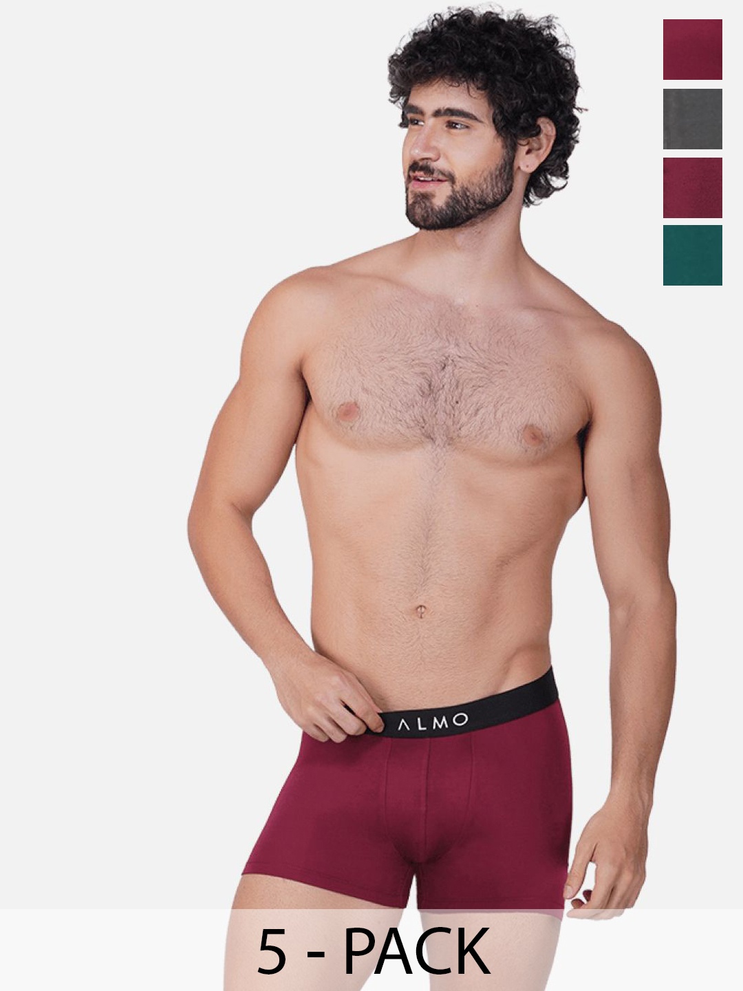 

Almo Wear Pack Of 5 Solid Details Neo Trunk MME-T-GGRRS, Burgundy