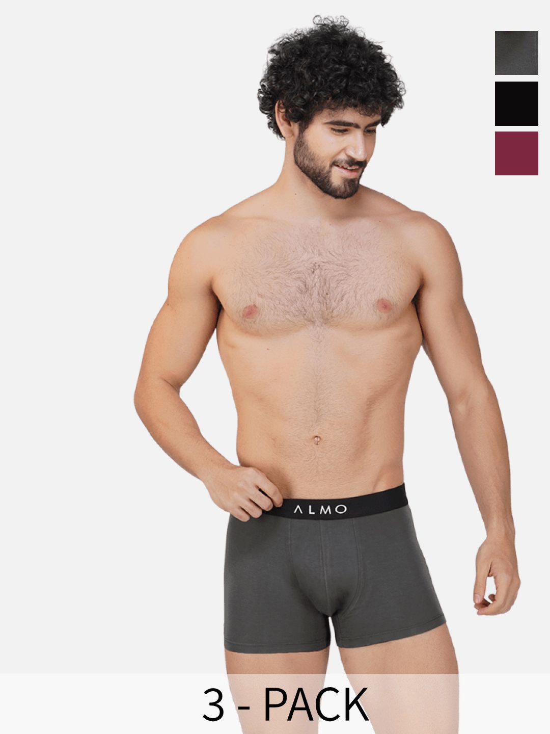 

Almo Wear Pack Of 3 Brand Logo Details Neo Trunk MME-T-BGR, Black