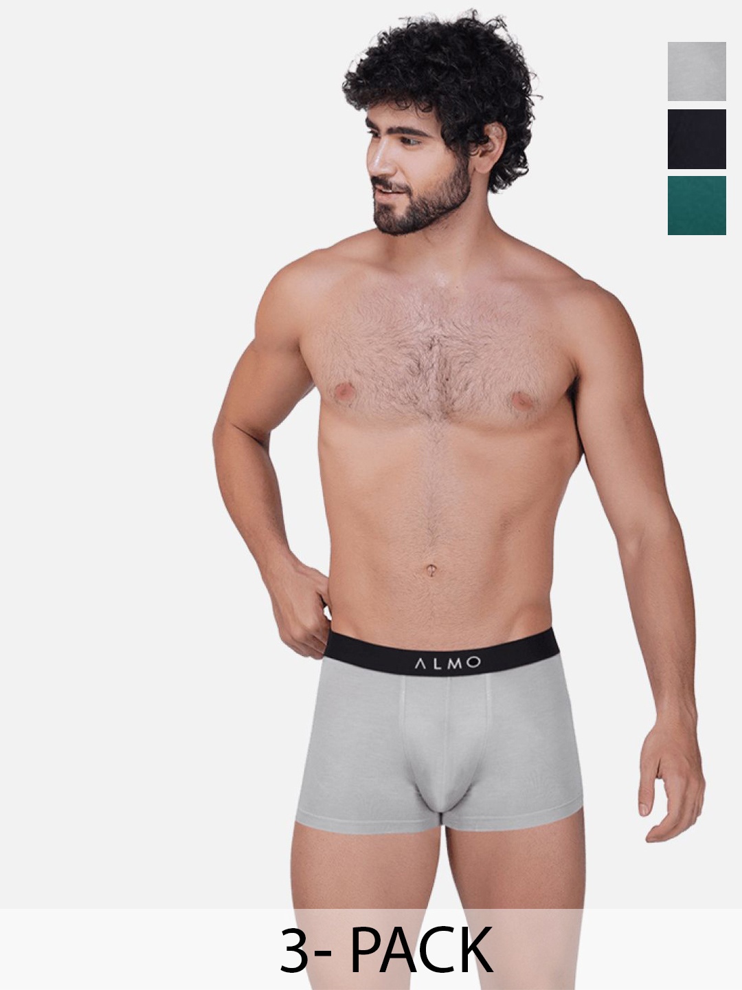 

Almo Wear Pack Of 3 Men Breathable Trunks- MME-T-BGS, Black