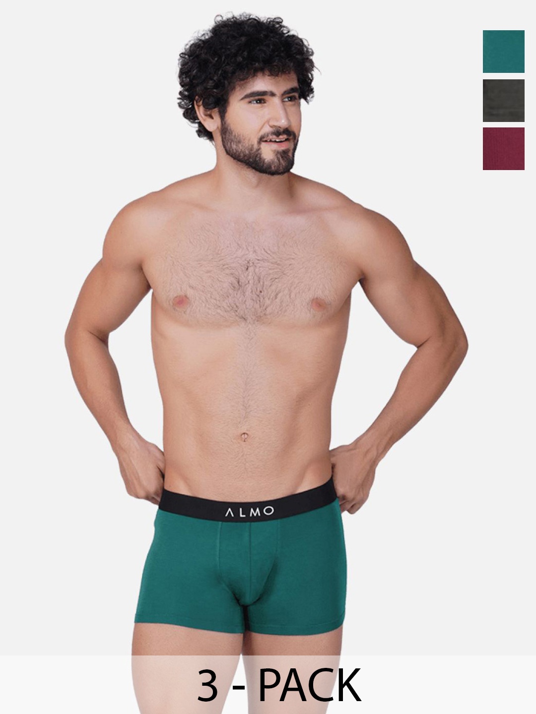 

Almo Wear Pack Of 3 Brand Logo Details Neo Trunk MME-T-GRS, Grey