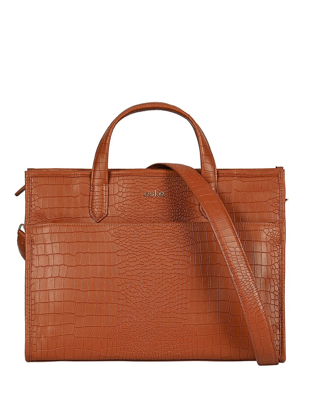 Eske Remi Women Animal Textured Vegan Large Tote Bag, Tan