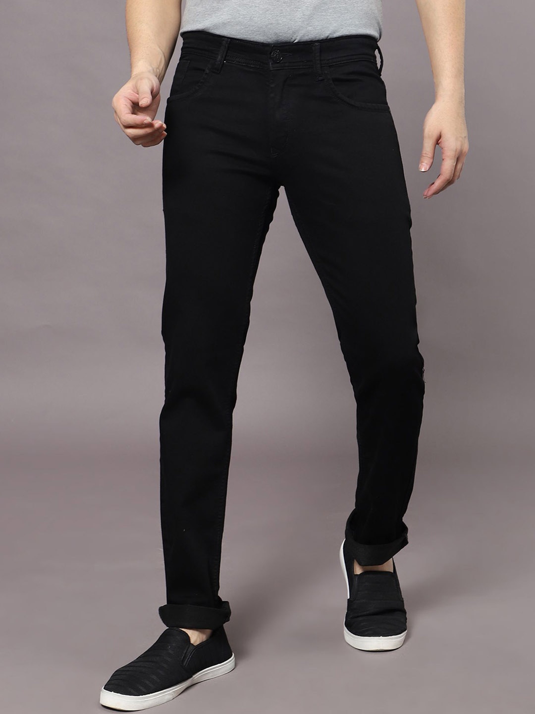 

RJ Denim Men Slim Fit Stretchable Jeans, Black