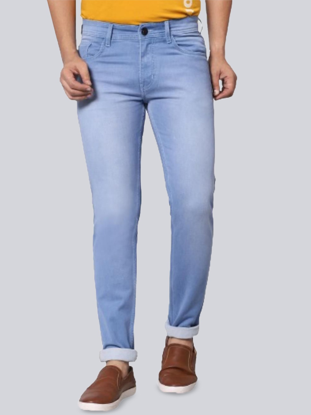 

RJ Denim Men Slim Fit Low Distress Heavy Fade Stretchable Jeans, Blue