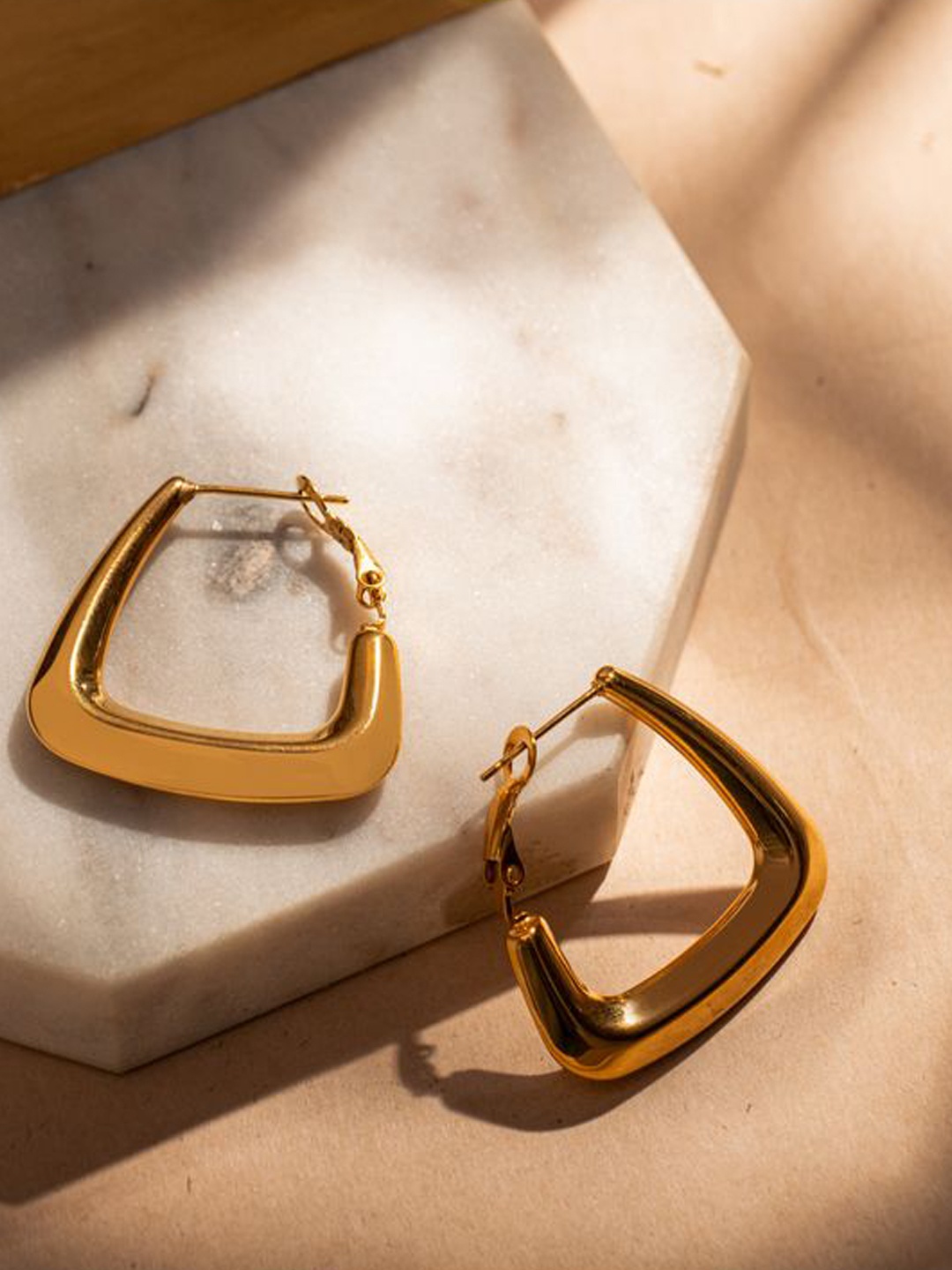 

Aura Studio 18KT Gold-Plated Square Stainless Steel Hoop Earrings