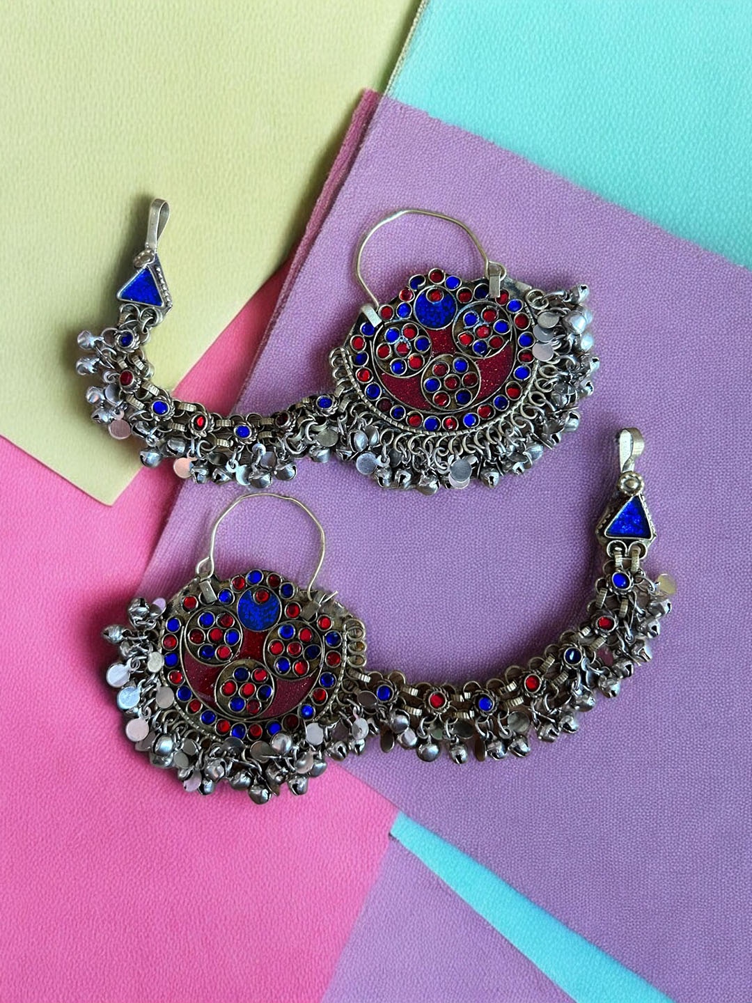 

JEWELWATI Artificial Stones Chandbalis, Silver