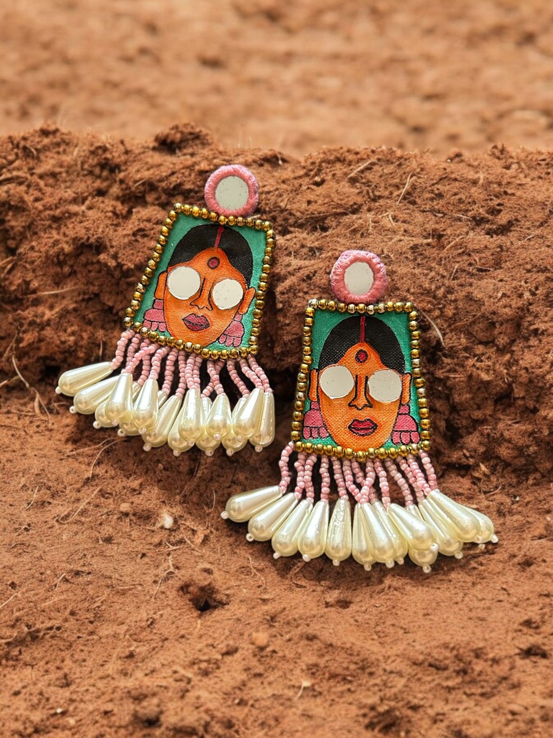 

JEWELWATI Womaniya Beaded Contemporary Tasselled Drop Earrings, White
