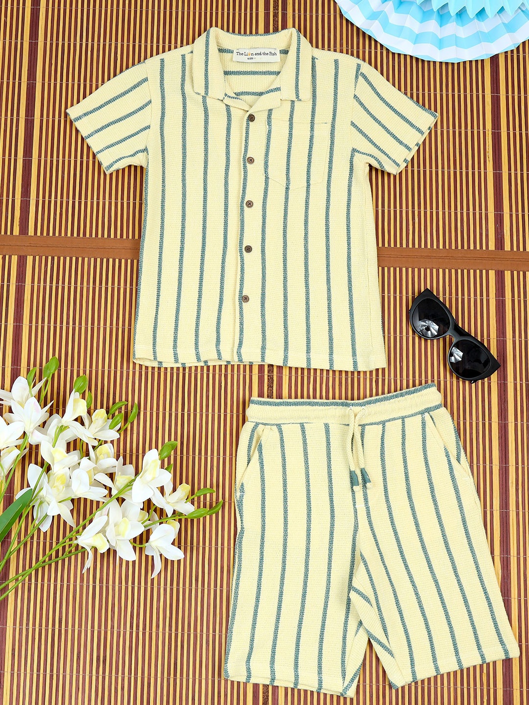

The Lion and The Fish Boys Striped Shirt & Short Co-Ord Set, Yellow
