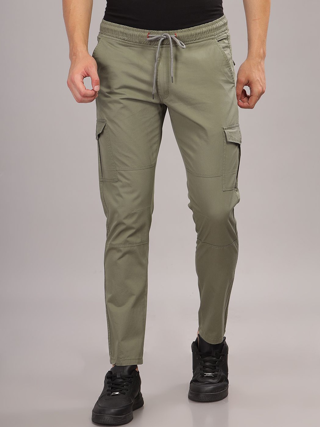 

PAUL STREET Men Smart Slim Fit Cargos, Green