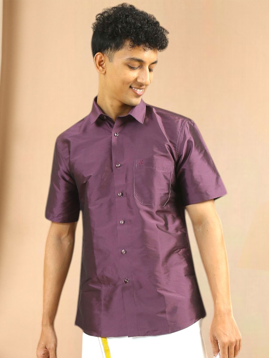 

TATTVA Men Classic Slim Fit Opaque Casual Shirt, Lavender
